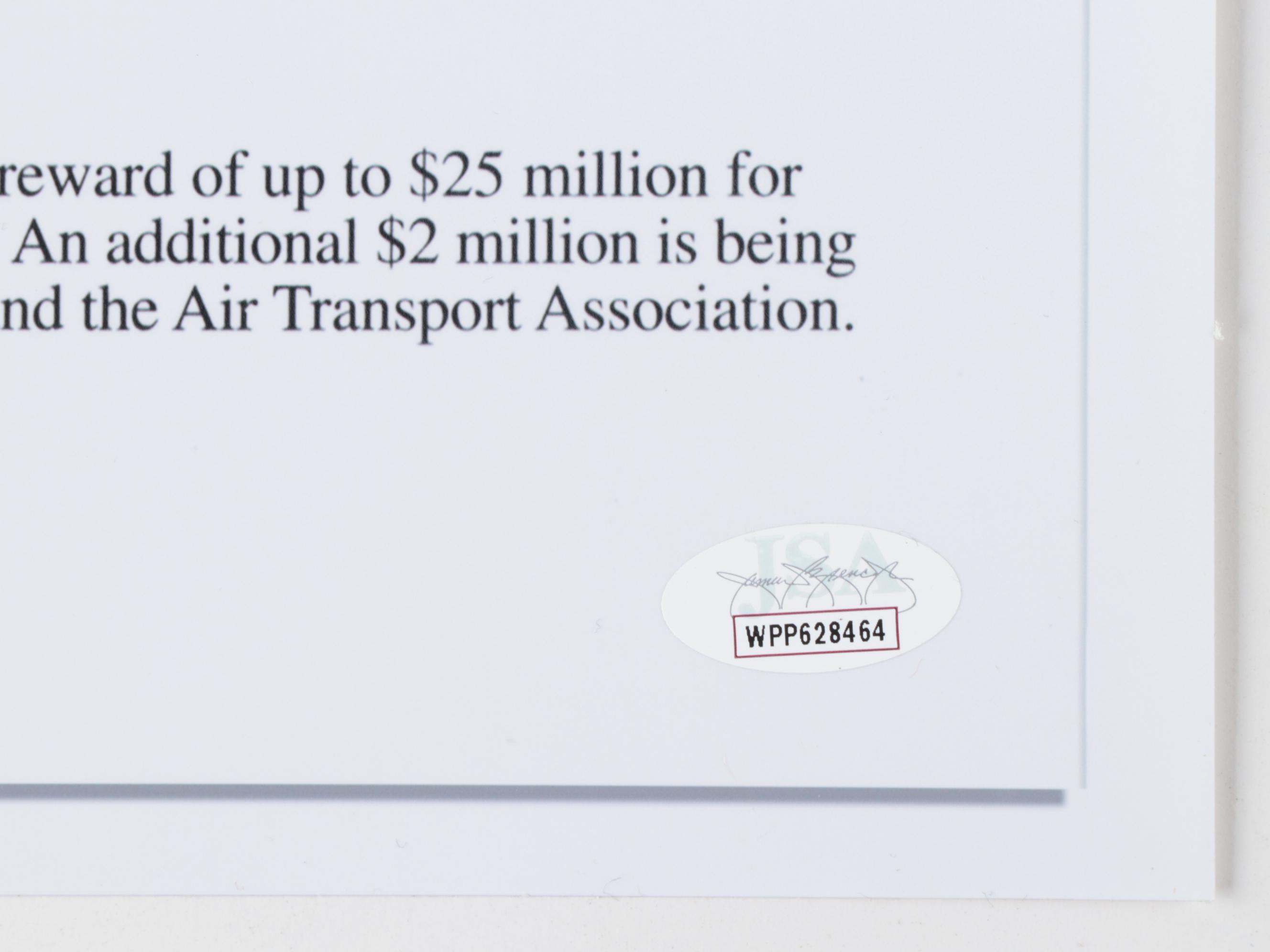 Robert O'Neill Signed "Never Quit" Usama Bin Laden FBI Most Wanted Poster, JSA