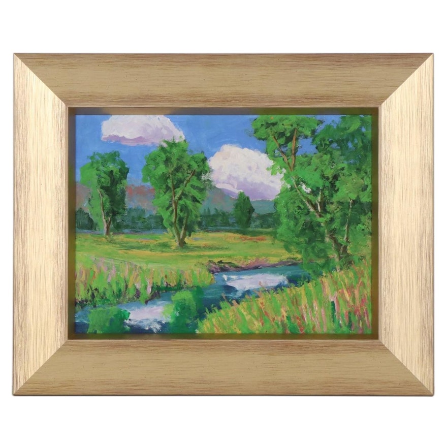 Kenneth R. Burnside River Landscape Oil Painting, 2020