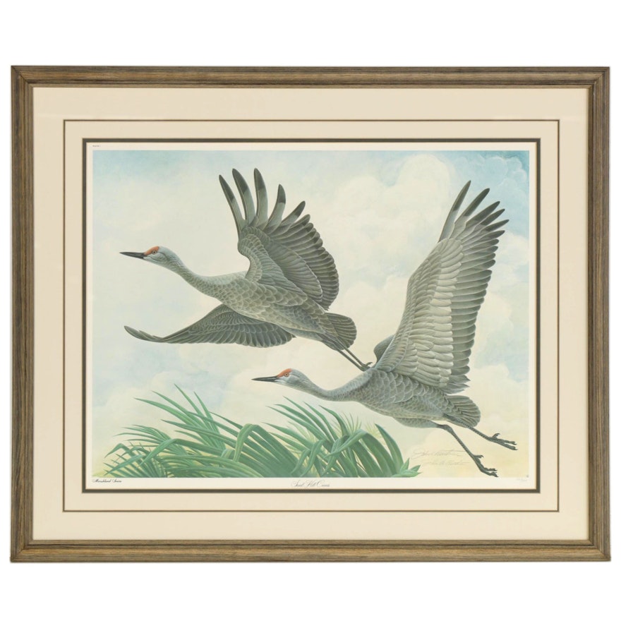 John A. Ruthven Offset Lithograph "Sand Hill Cranes"