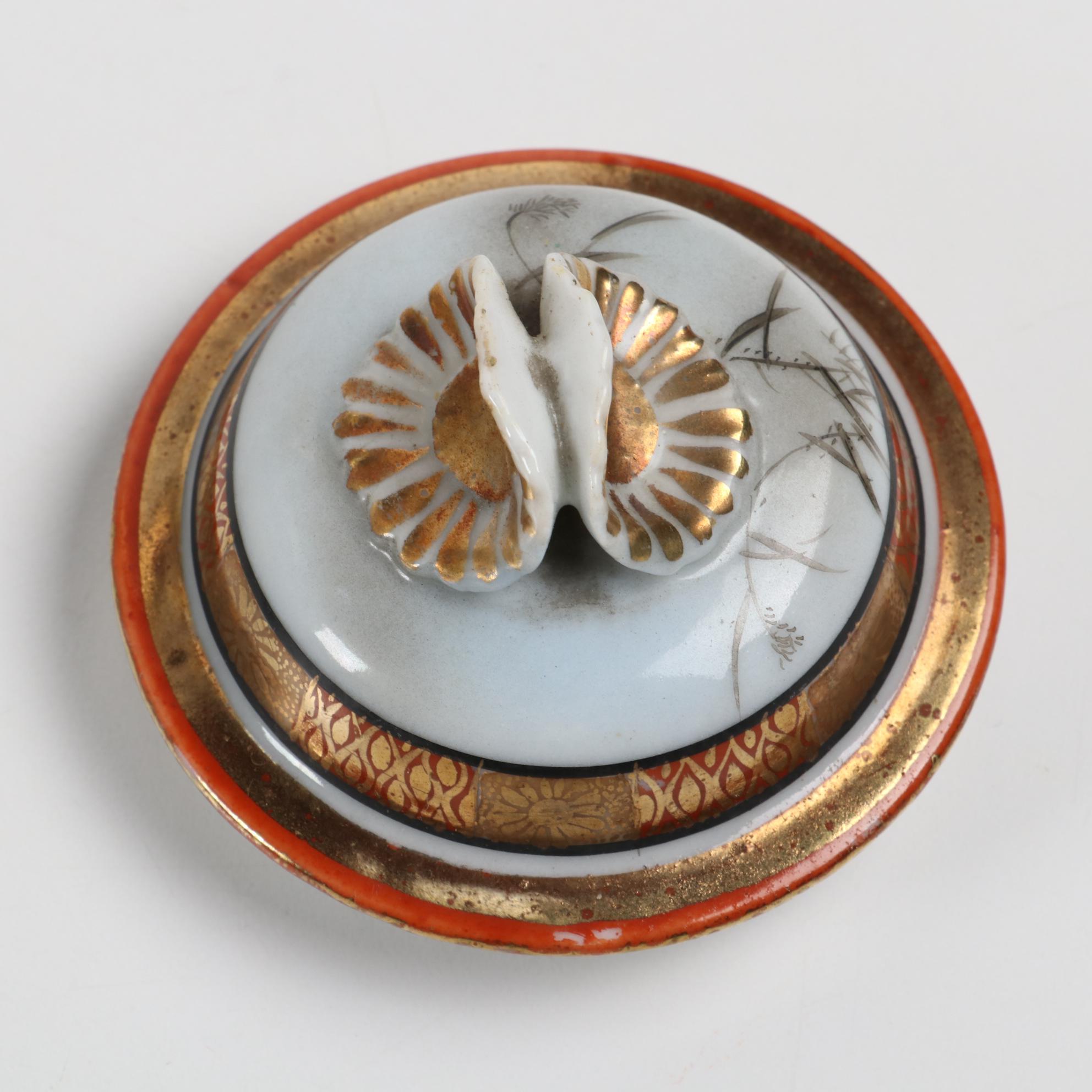 Japanese Kutani Porcelain Tea Set and Plates, Early to Mid 20th Century