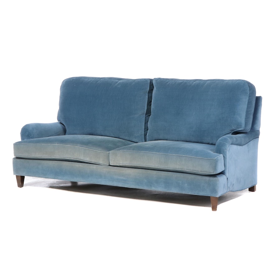 Hickory Springs Velvet Upholstered Two-Cushion Sofa