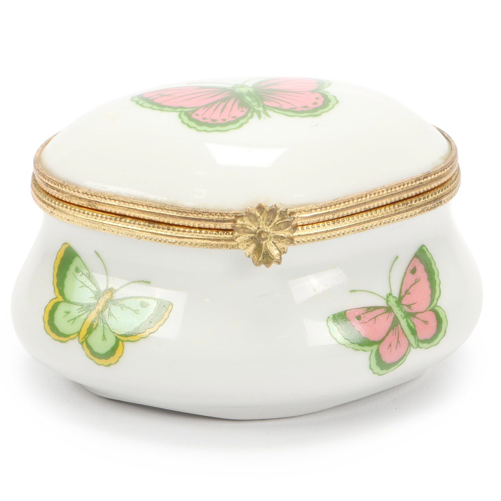 Limoges Butterfly Themed Porcelain Vanity Box
