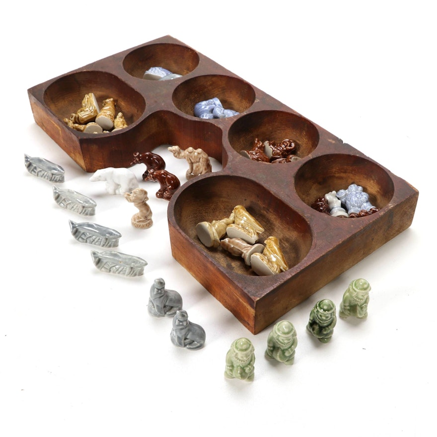 Wade Whimsies Miniature Figurines with Wooden Change Drawer