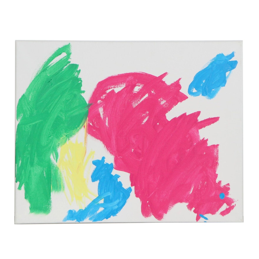 Charlie (Age 3) Colorful Abstract Acrylic Painting