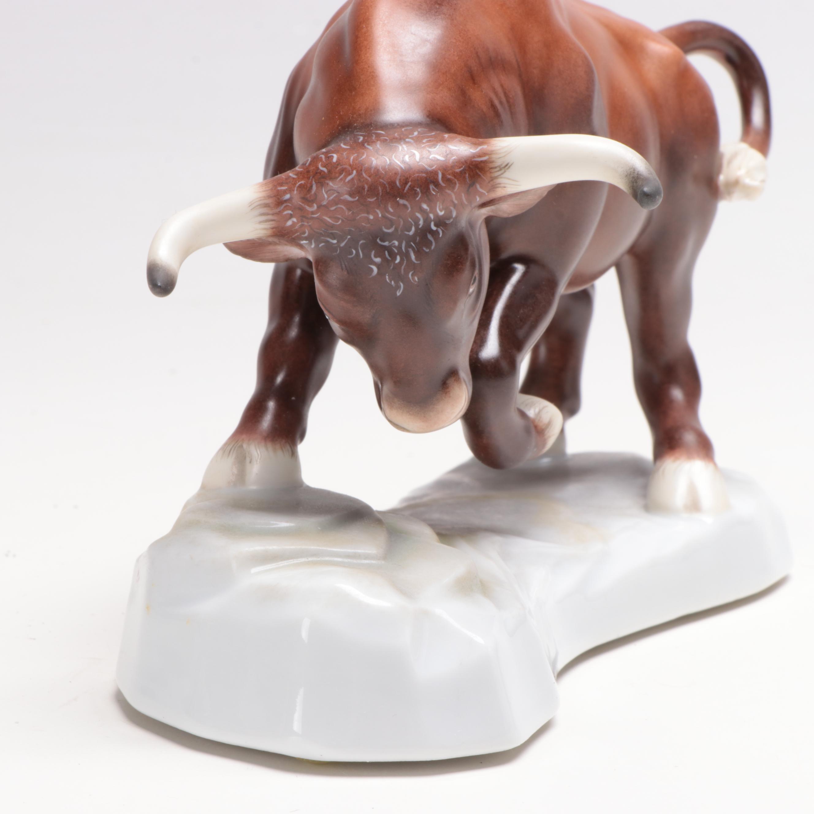 Herend Kingdom Classic "The Bull" Natural Porcelain Figurine, 2003