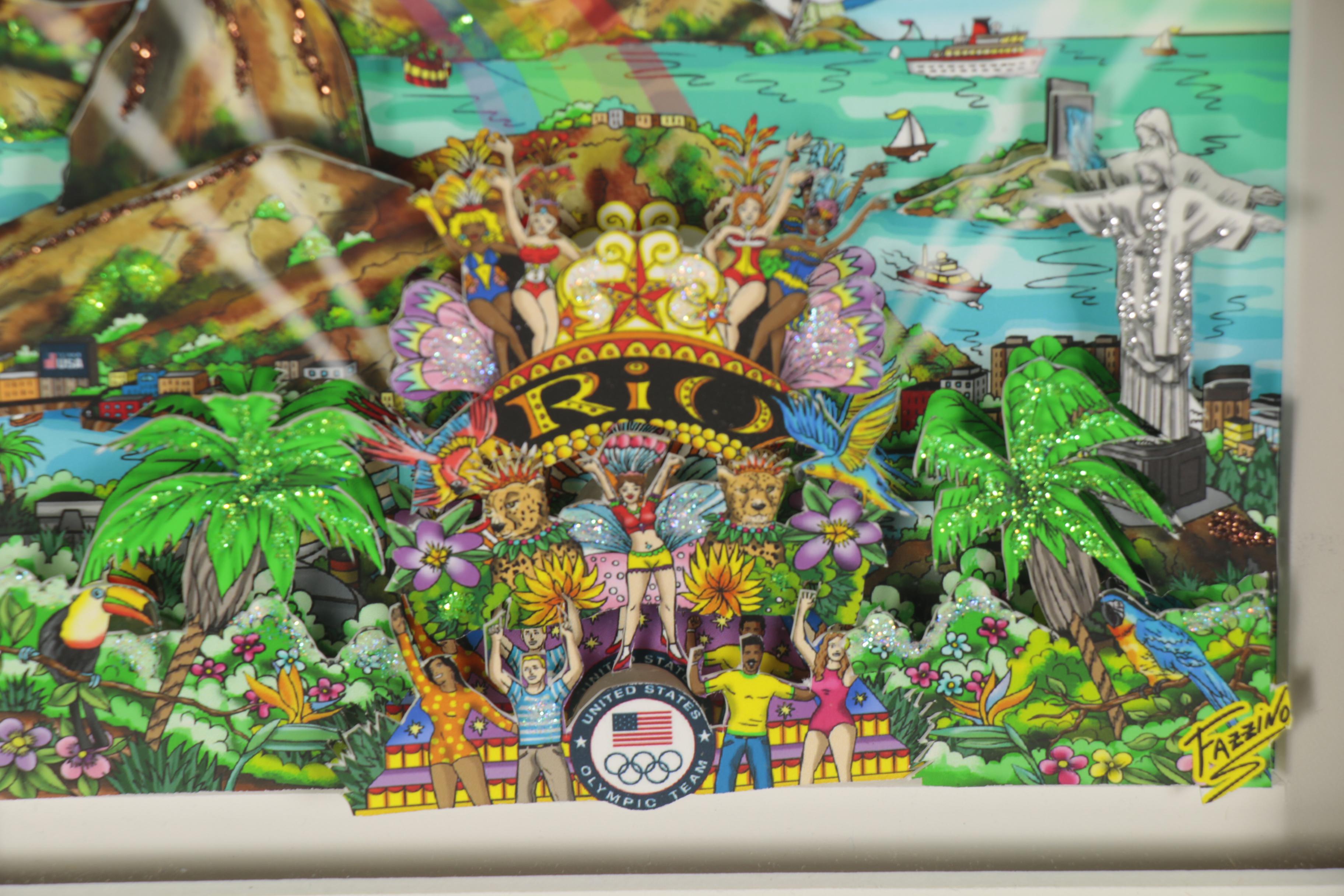 Charles Fazzino Mixed Media Collage "2016 Olympic Games in Rio de Janeiro"