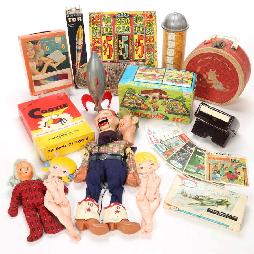 "Howdy Doody" Marionette, Toy Piano, View-Master Slides, and Other Toys