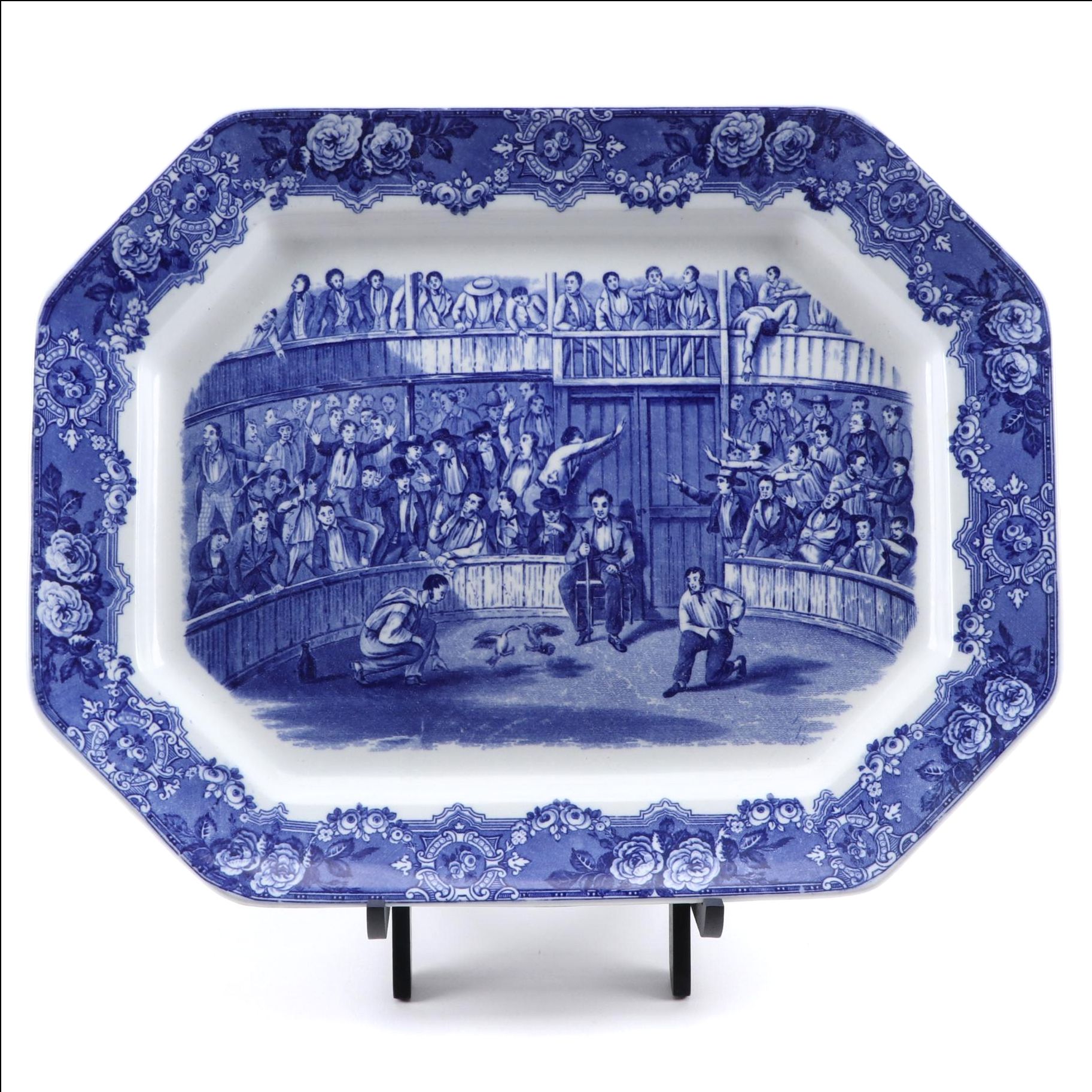 George Jones and Sons Ironstone "Spanish Festivities" Blue and White Platter