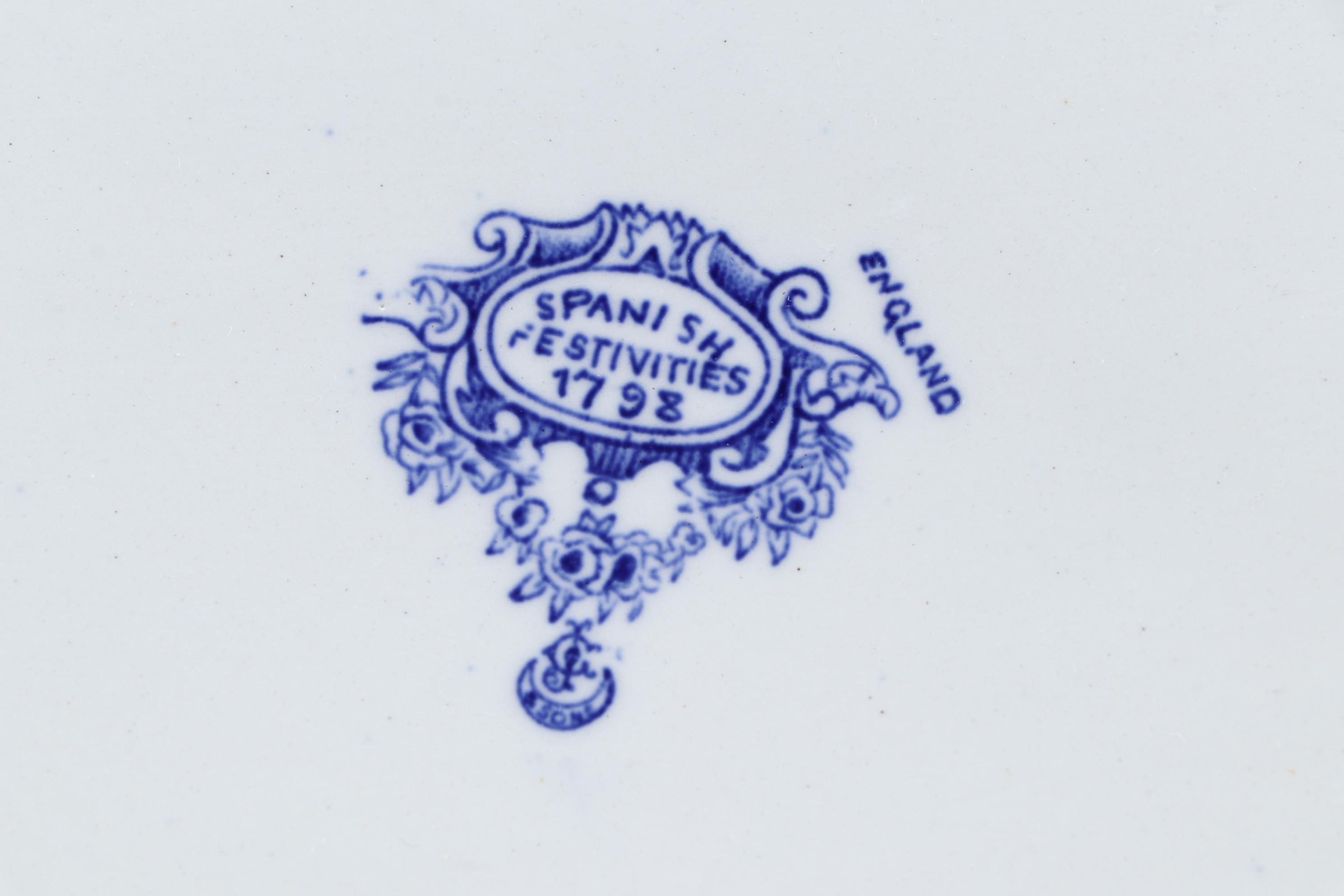 George Jones and Sons Ironstone "Spanish Festivities" Blue and White Platter