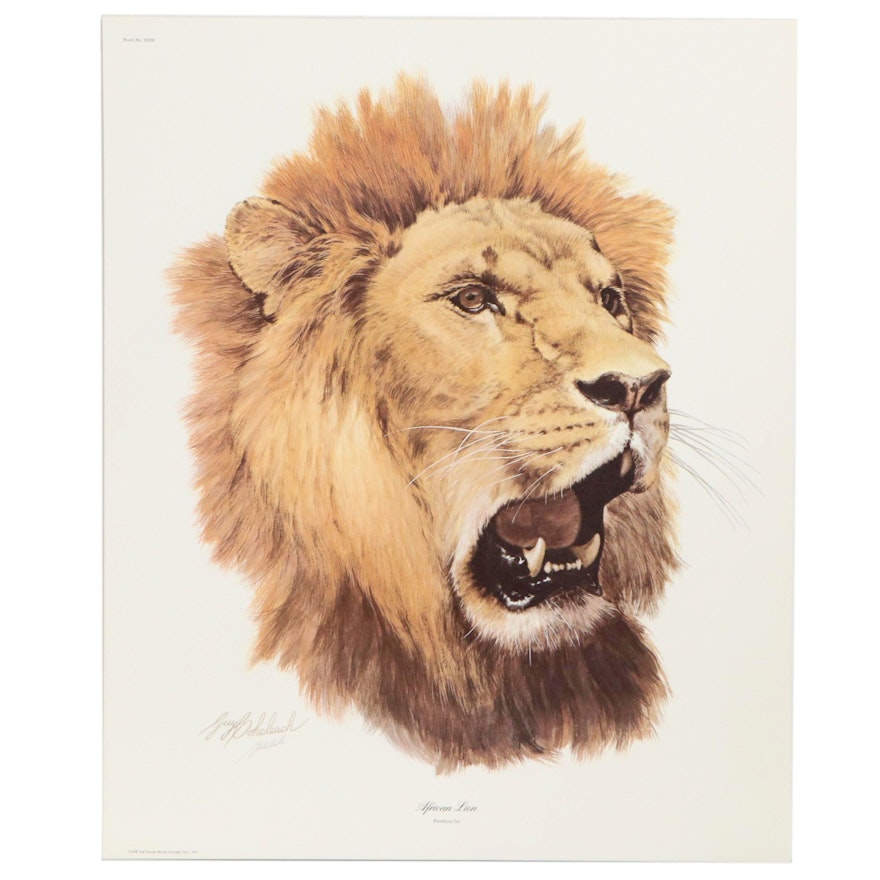 Guy Coheleach Offset Lithograph "African Lion," 1971