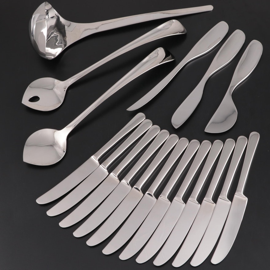 Georg Jensen "Copenhagen" Dinner Knives, Cheese Knives, Salad Servers and Ladle