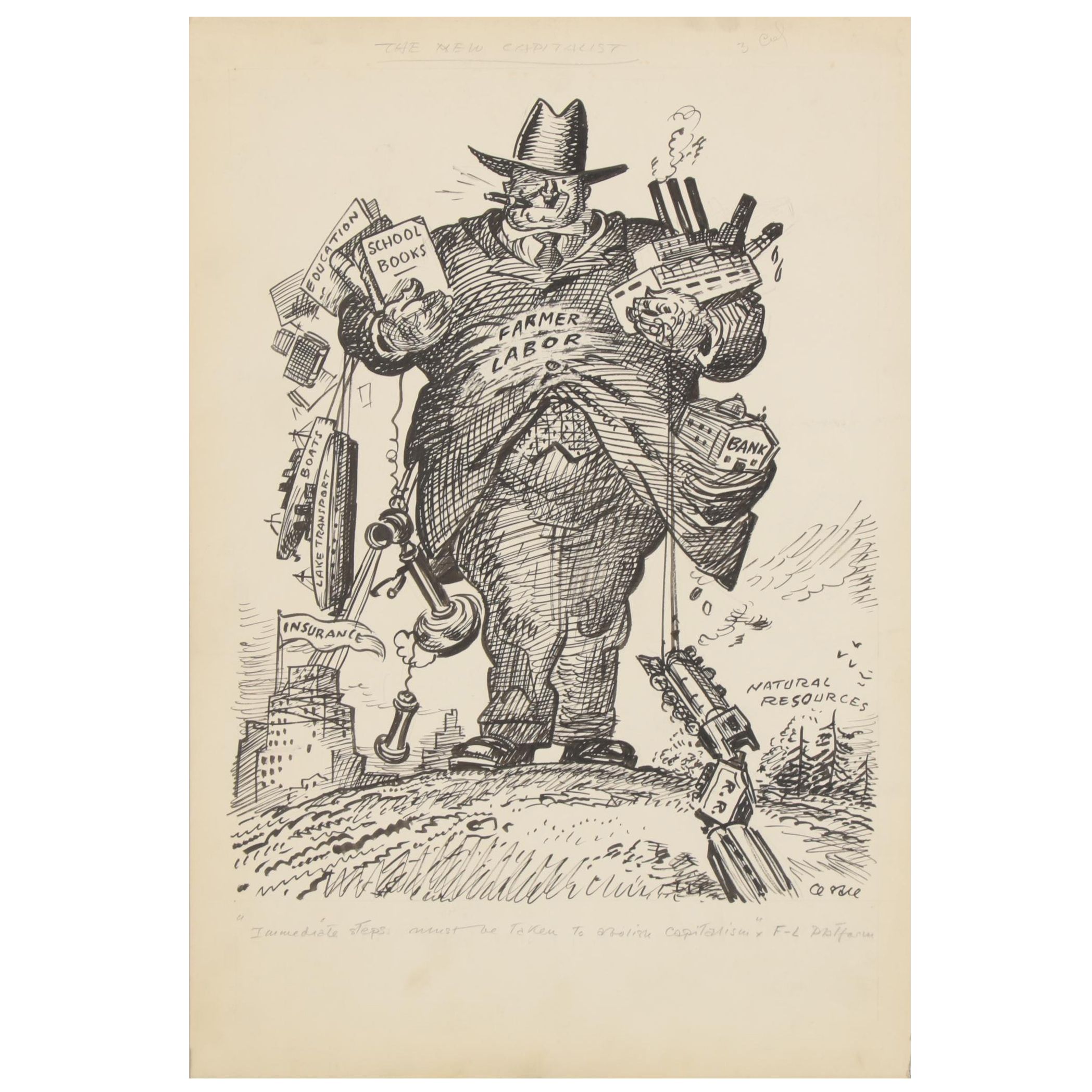 Oscar Edward Cesare  Ink and Graphite Political Illustration