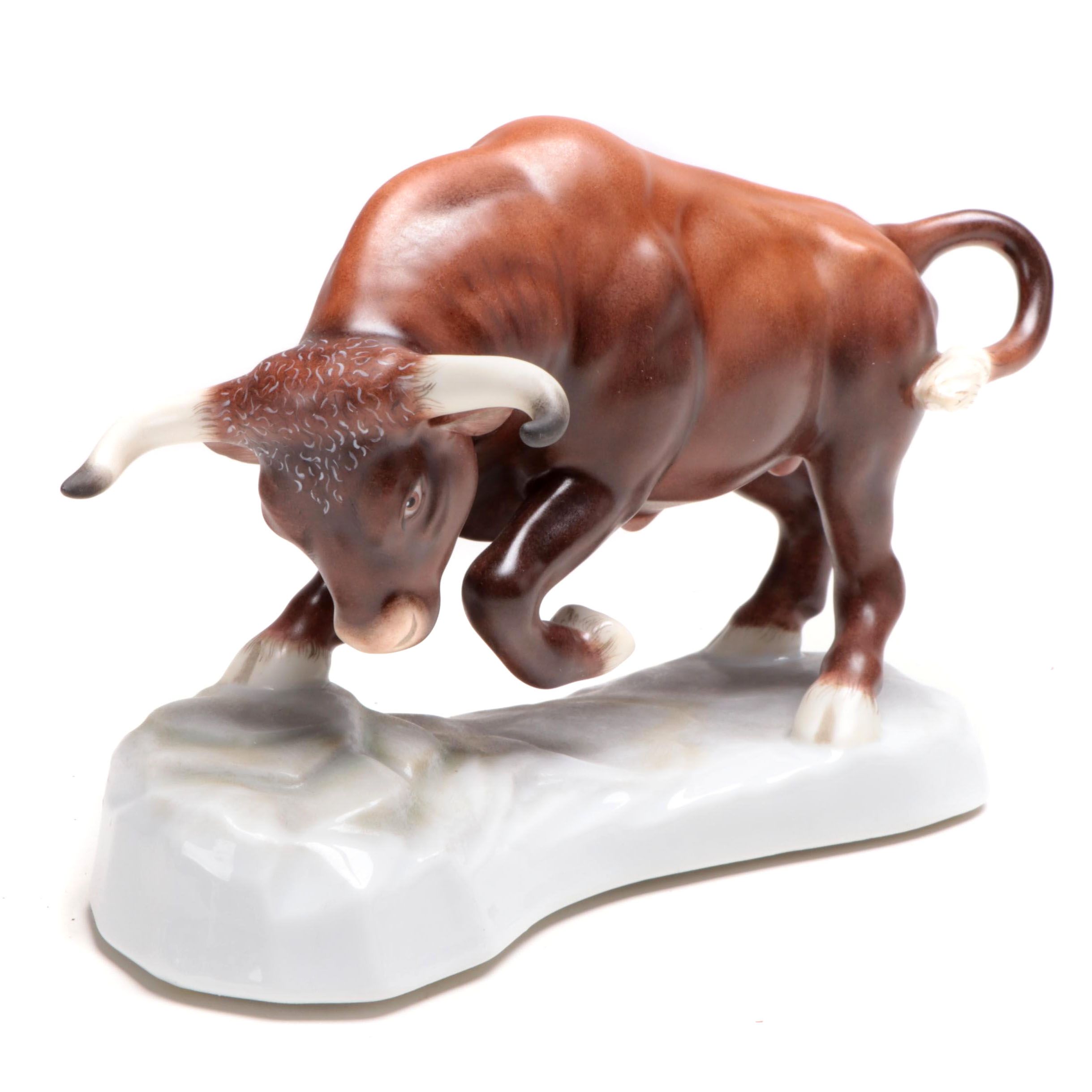 Herend Kingdom Classic "The Bull" Natural Porcelain Figurine, 2003