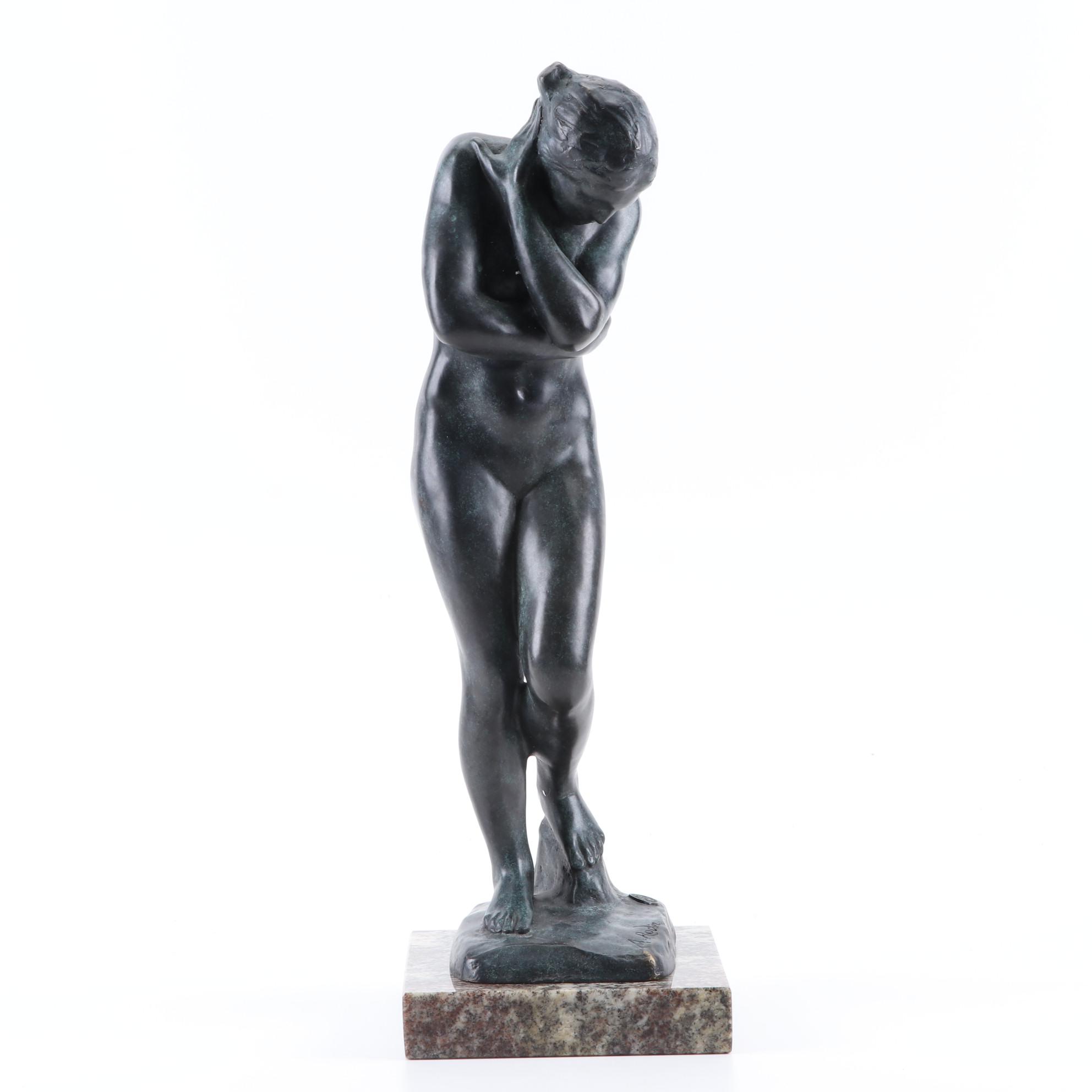 Fonderie Bords de Seine Patinated Bronze Sculpture after Auguste Rodin "Eve"