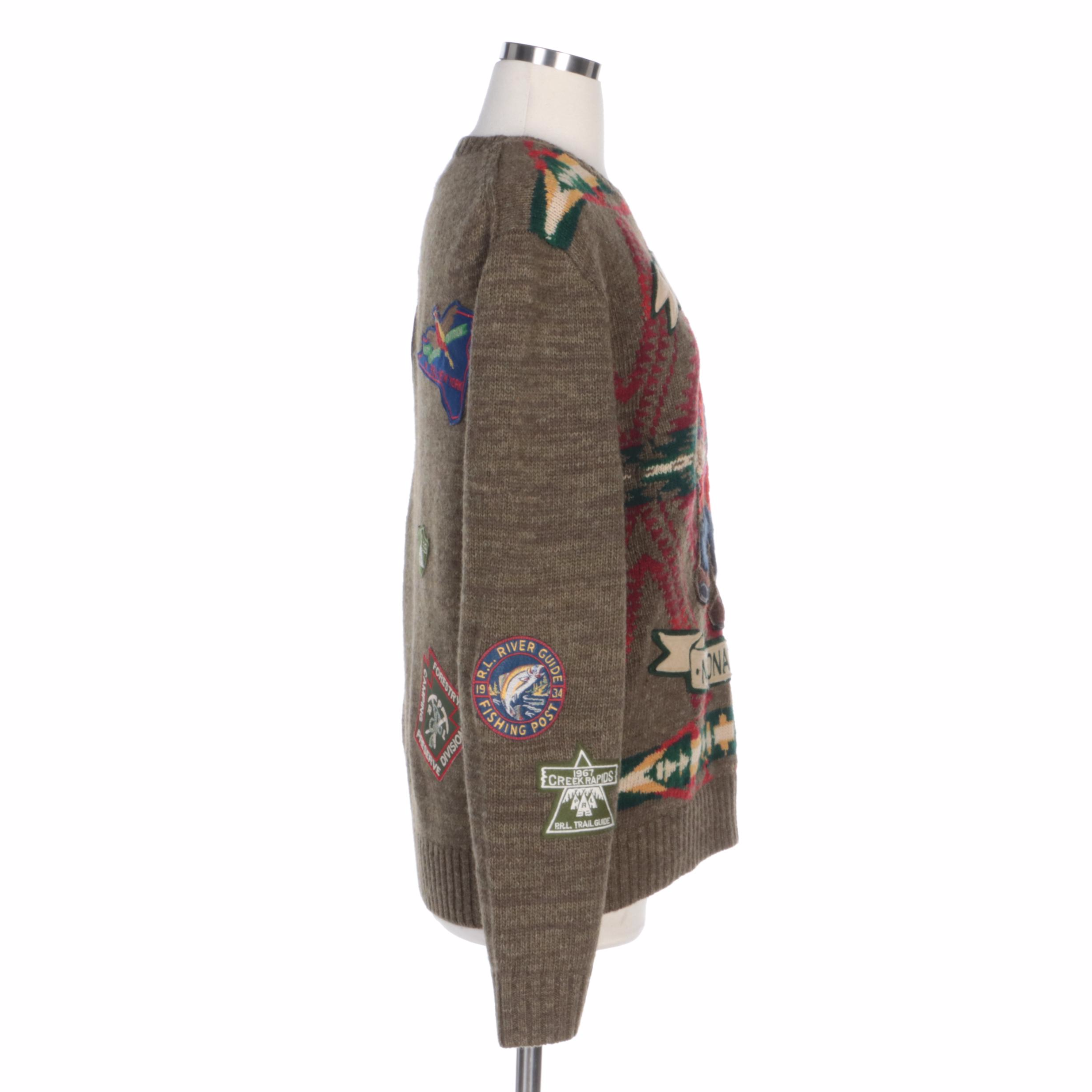 Polo Ralph Lauren National Park Sweater with Hiking Polo Bear and Patches