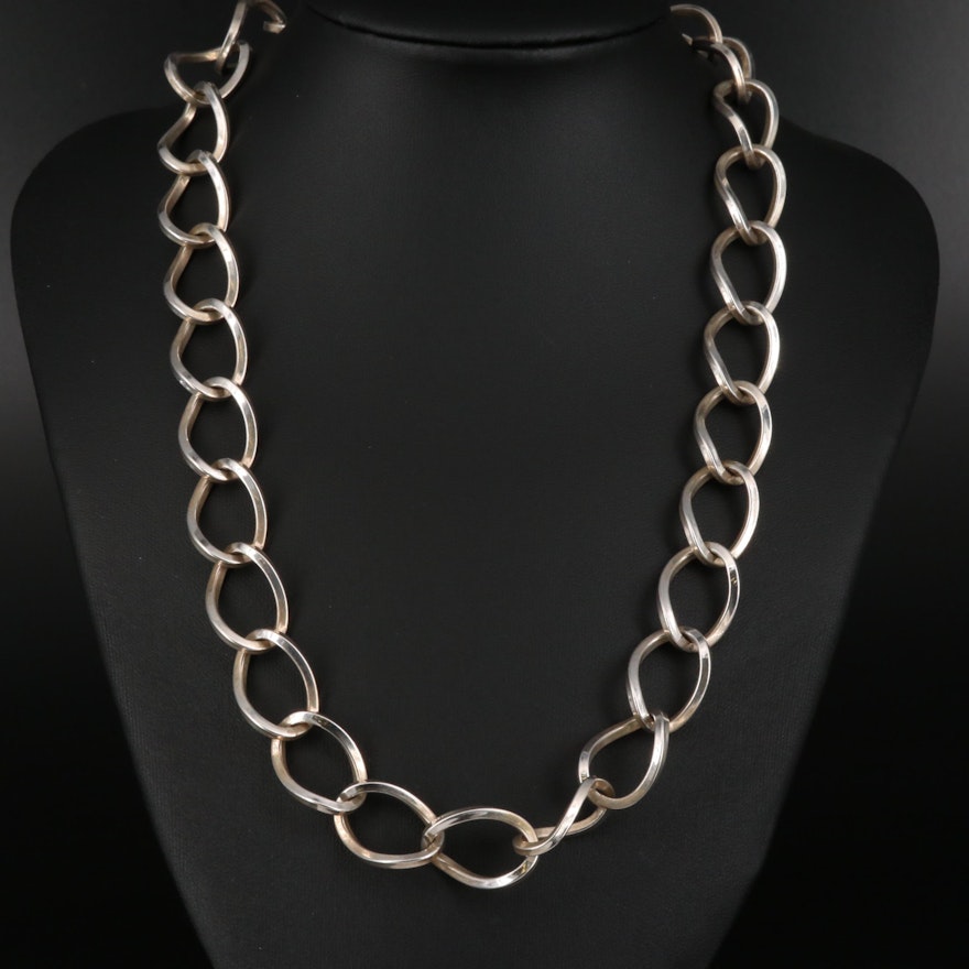 Mexican Sterling Silver Cable Chain Necklace