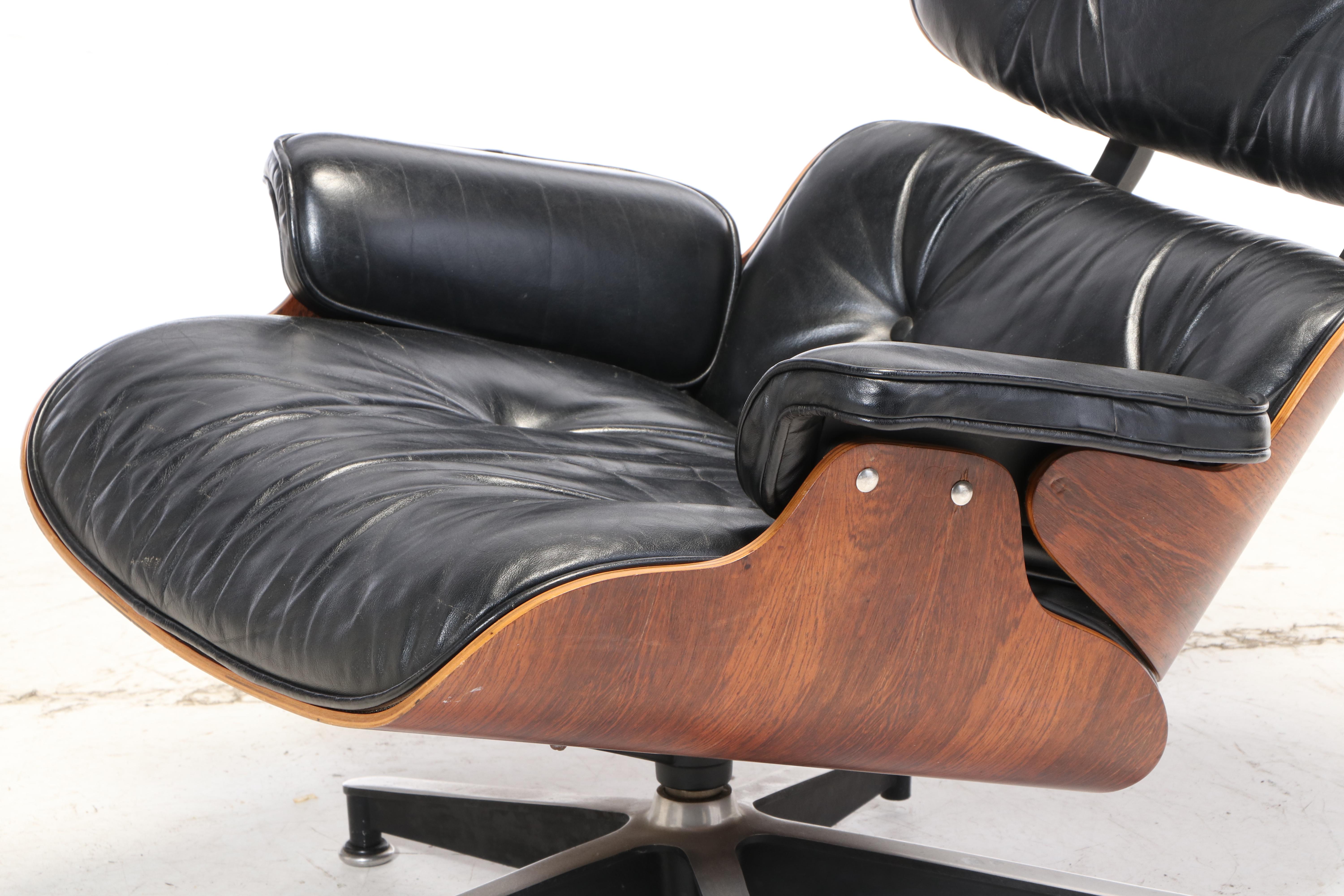 Eames for Herman Miller Rosewood Lounge Chair and Ottoman, dated 1975