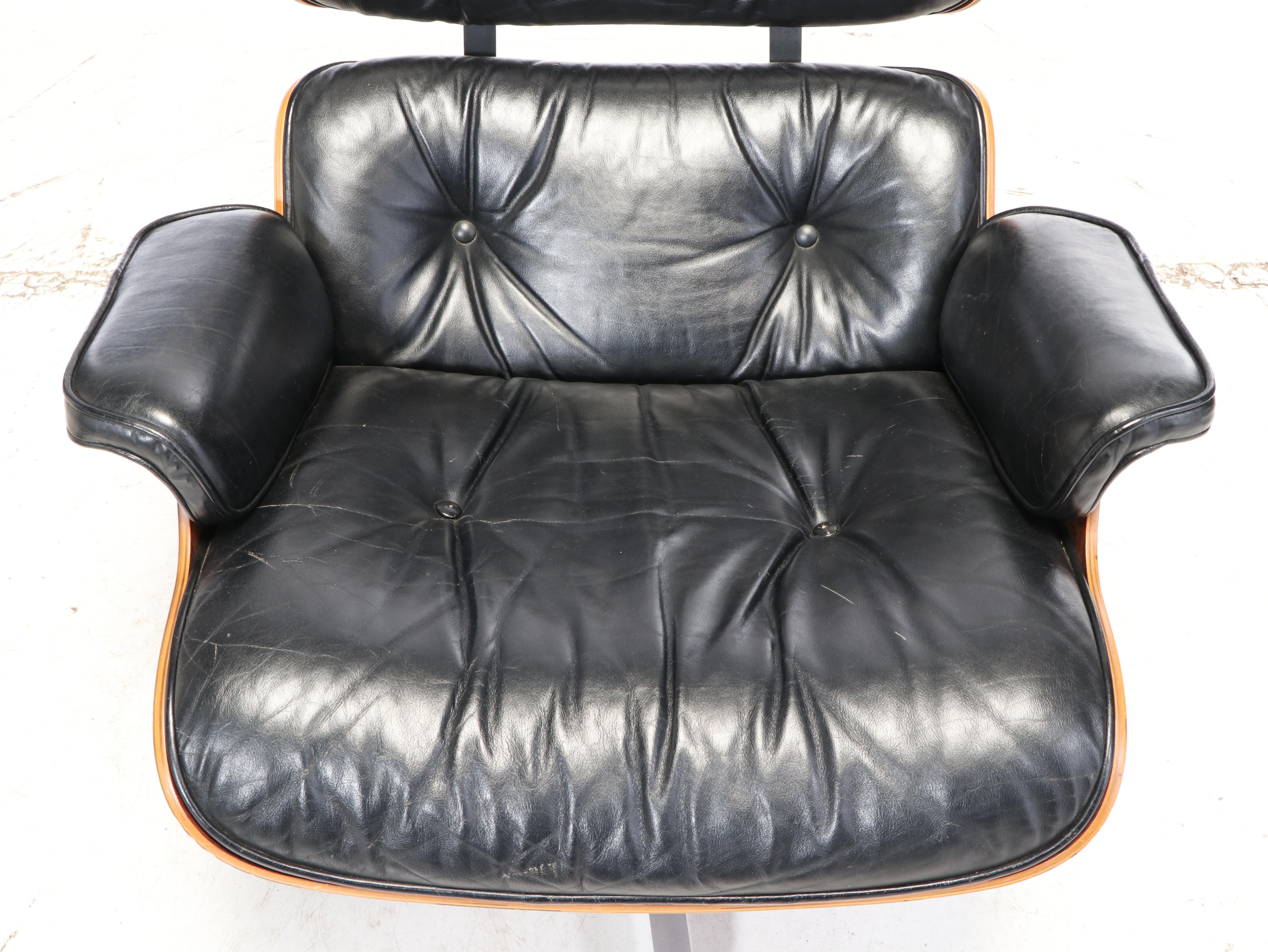 Eames for Herman Miller Rosewood Lounge Chair and Ottoman, dated 1975