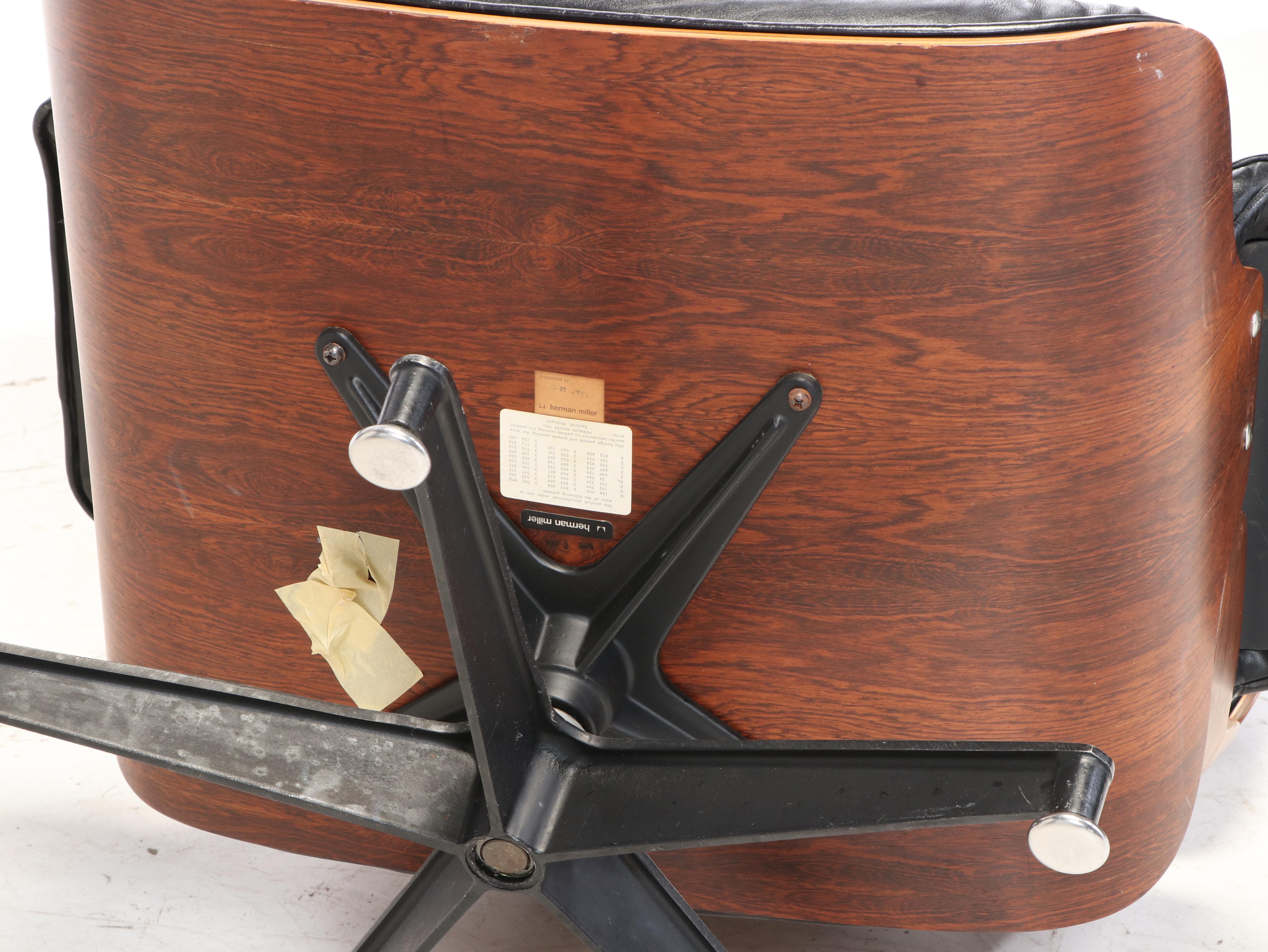 Eames for Herman Miller Rosewood Lounge Chair and Ottoman, dated 1975