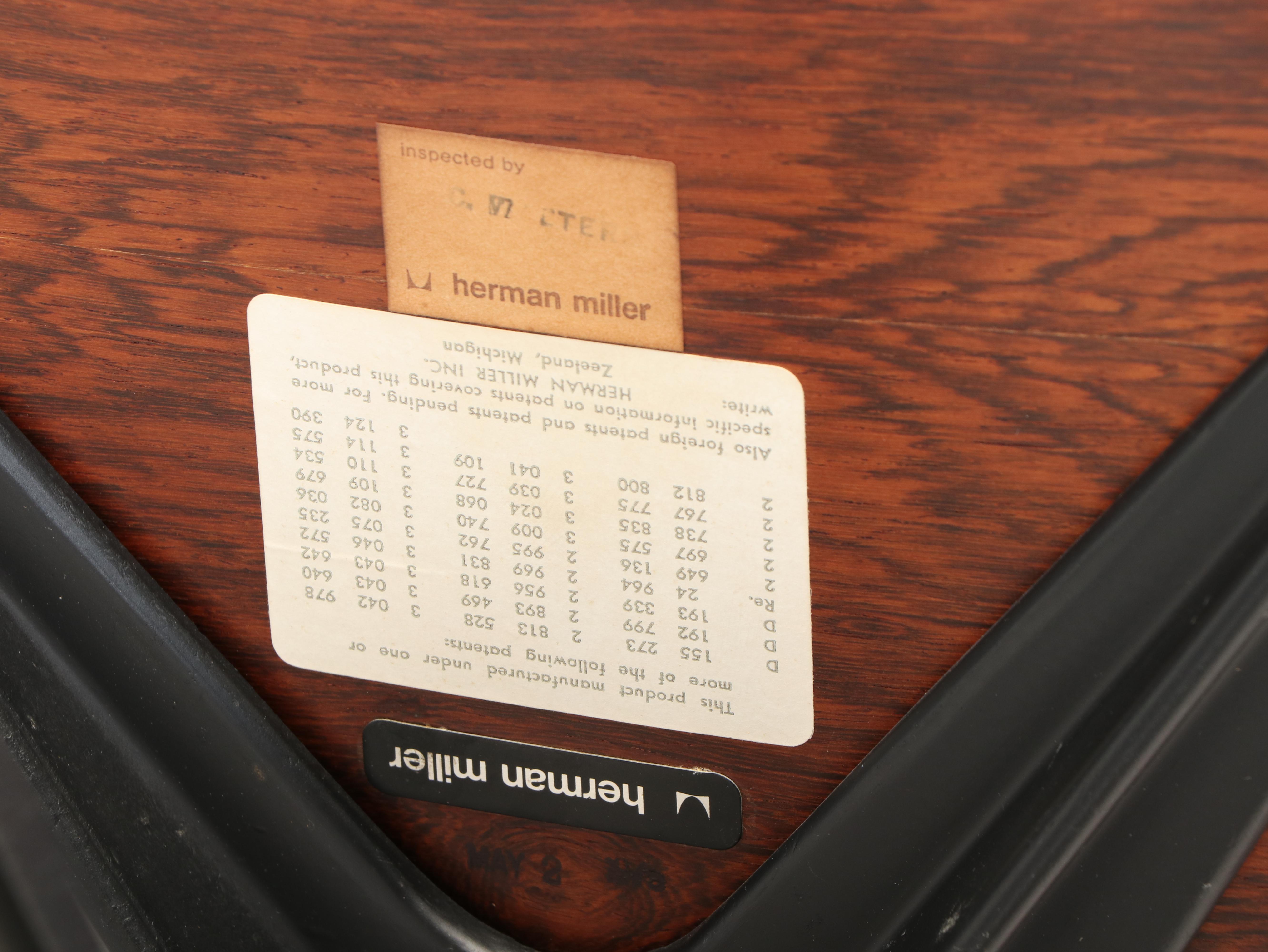 Eames for Herman Miller Rosewood Lounge Chair and Ottoman, dated 1975