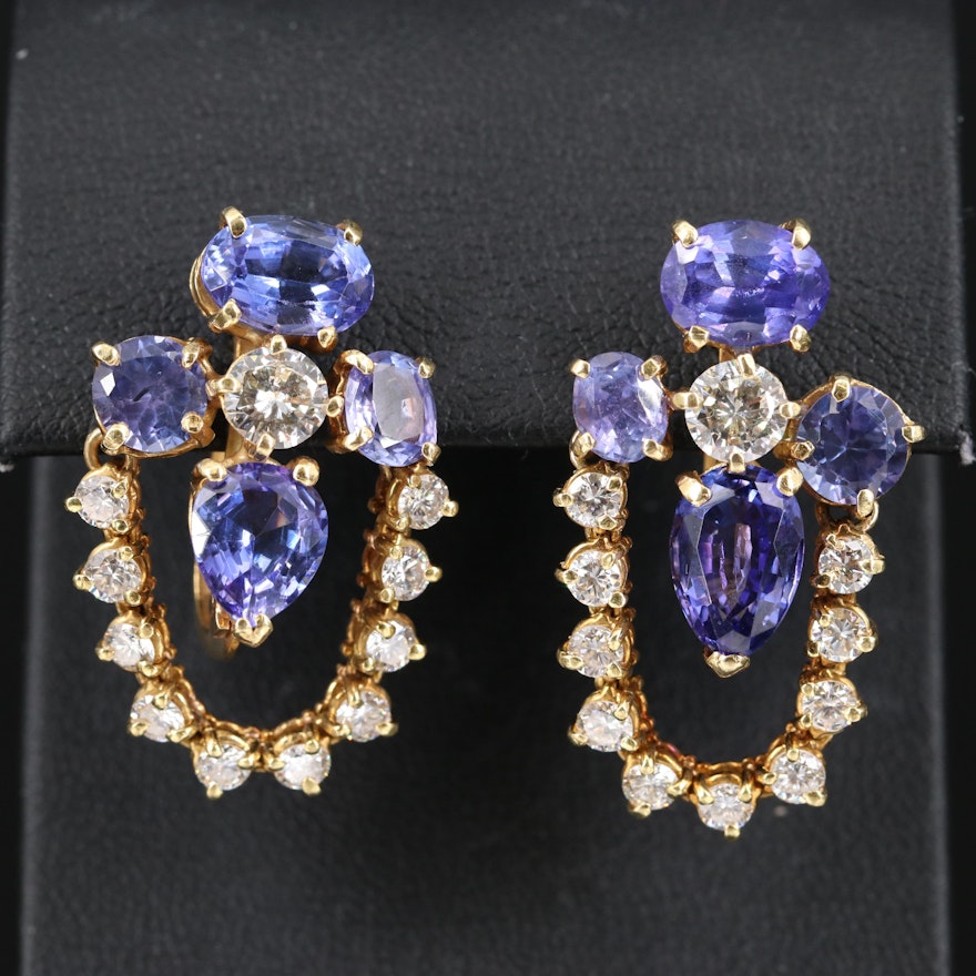 14K Tanzanite and 3.00 CTW Diamond Earrings