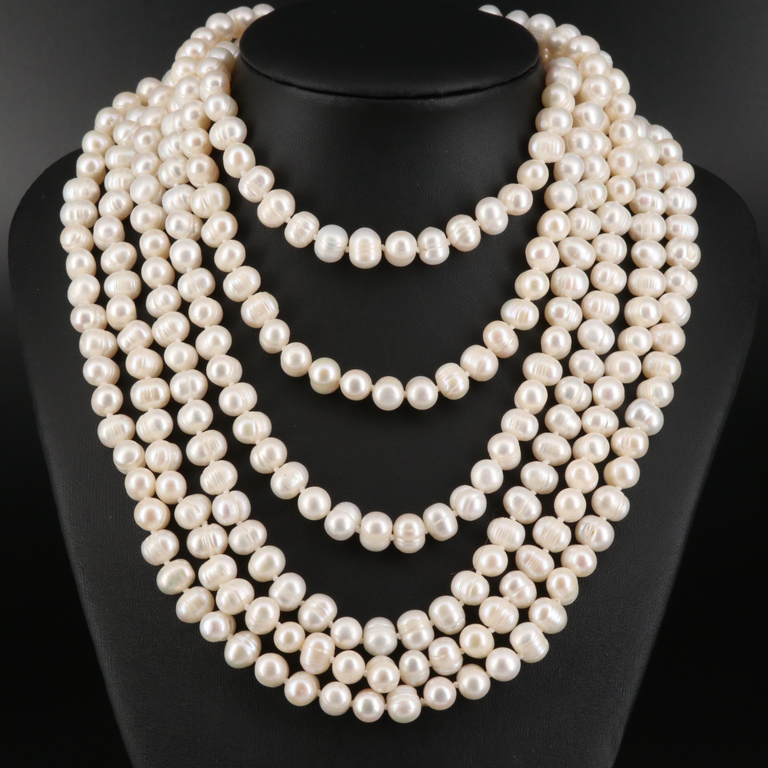 Endless Rope Length Pearl Necklace