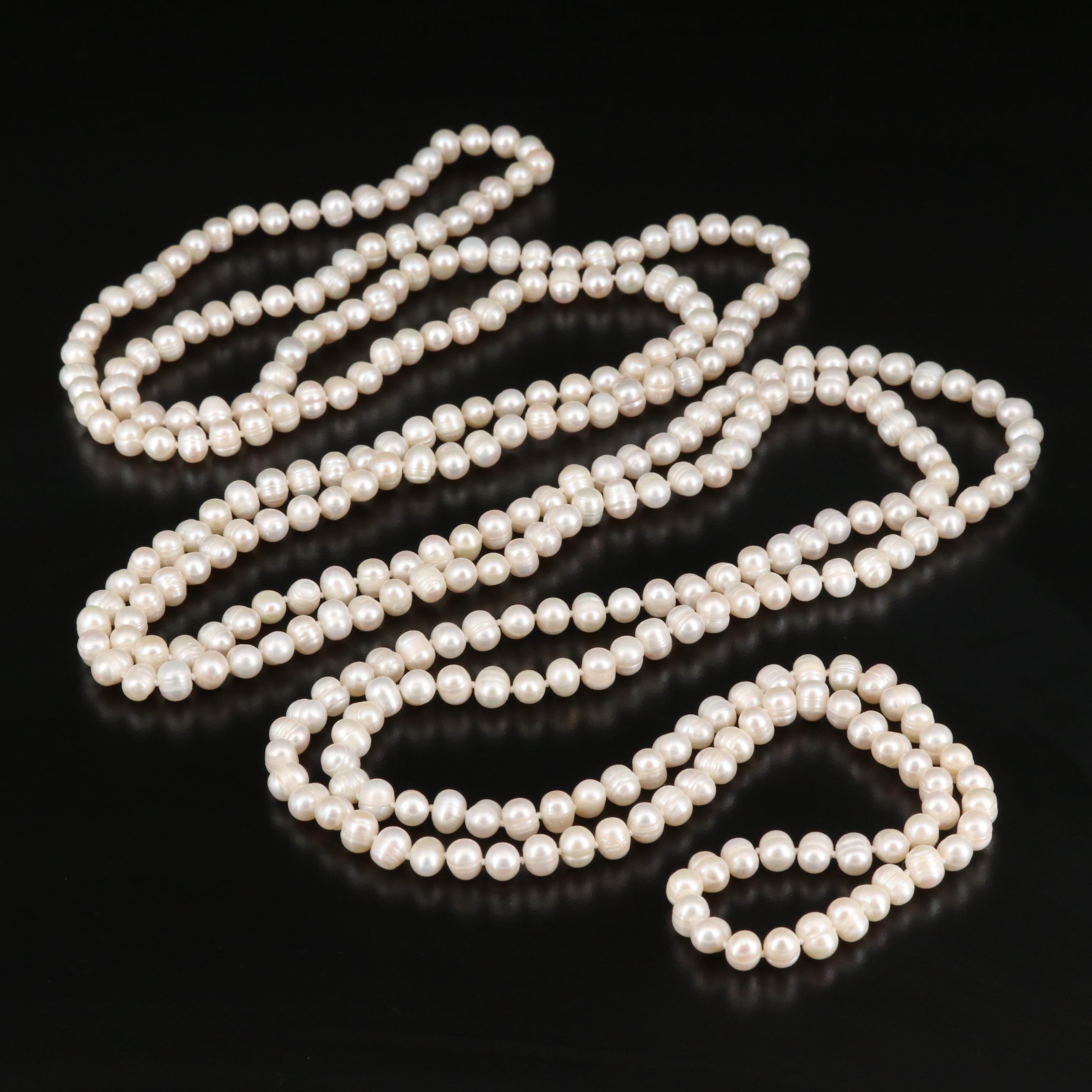 Endless Rope Length Pearl Necklace
