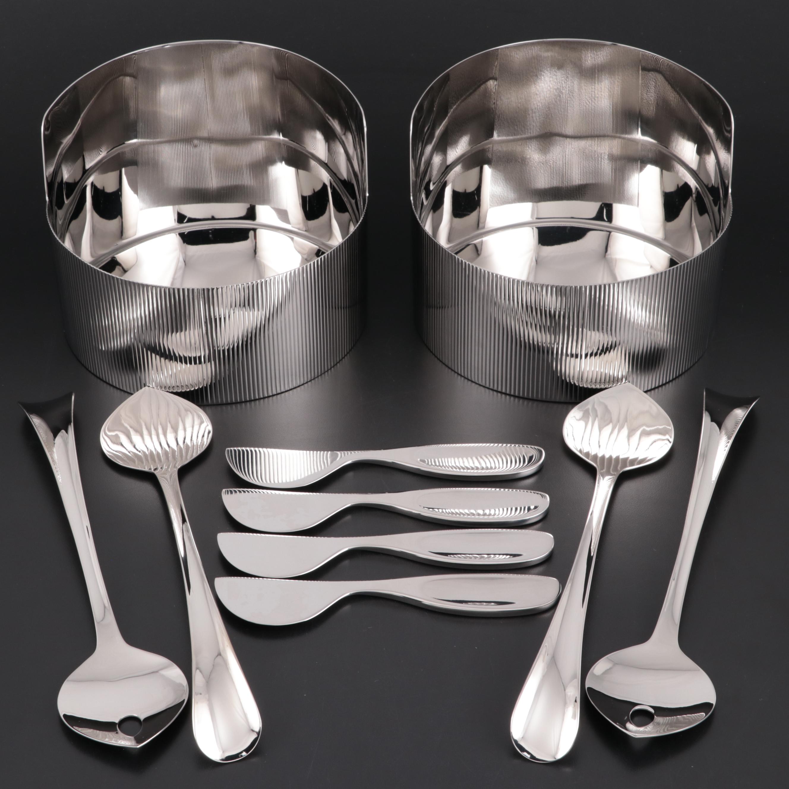 Georg Jensen "Urkiola" Bowls, "Alfredo" Cheese Knives and "Duo" Salad Servers