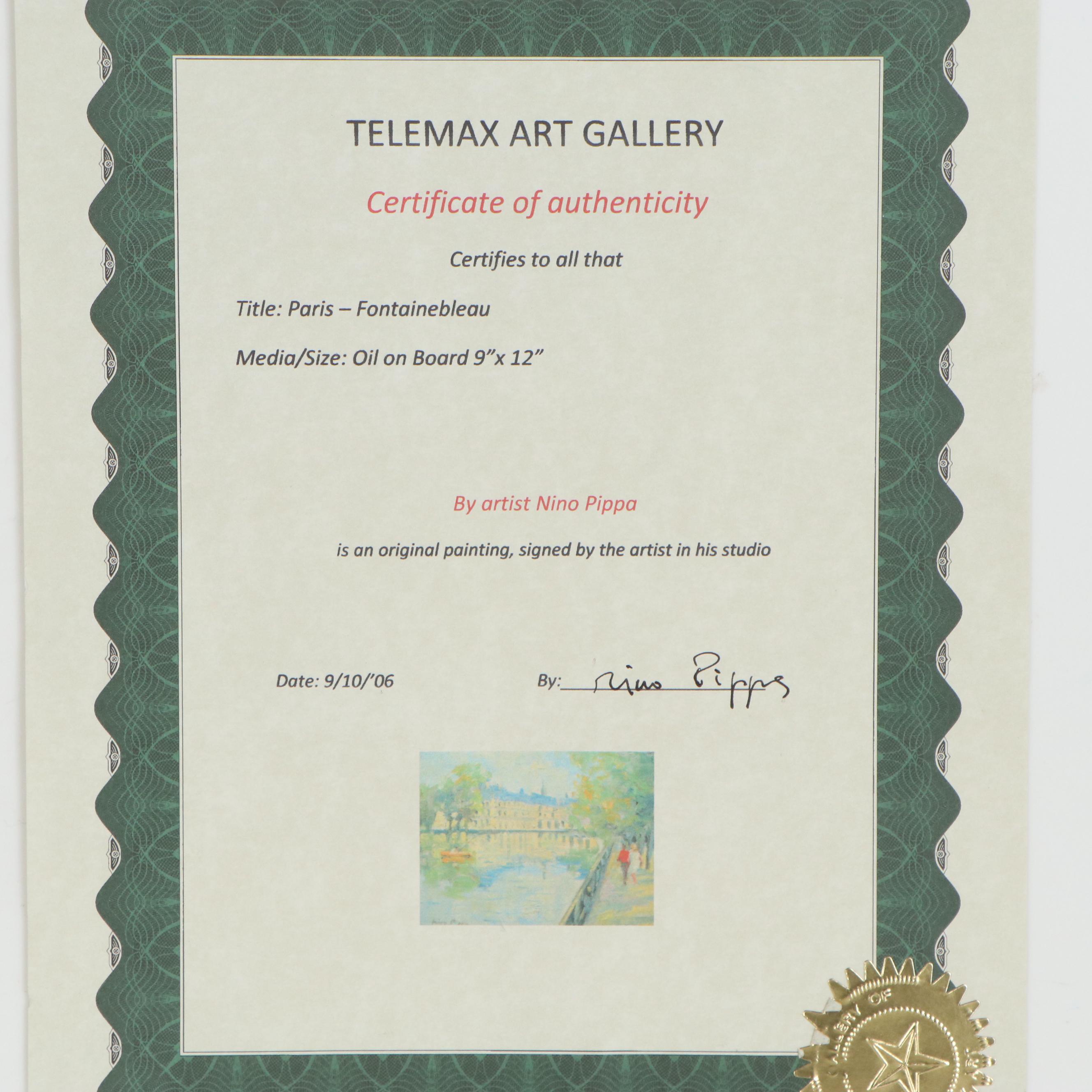 Nino Pippa Oil Painting "Paris - Fontainebleau," 2006