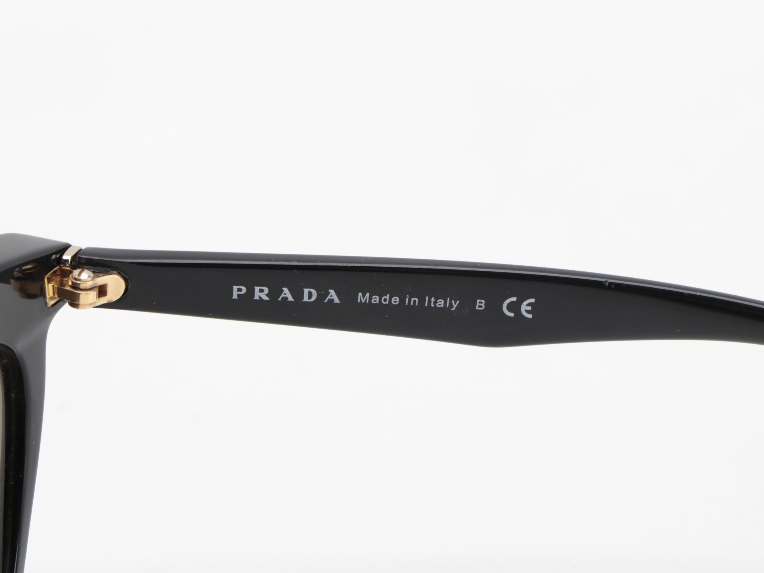 Prada SPR04P Black and Crystal Modified Cat Eye Sunglasses