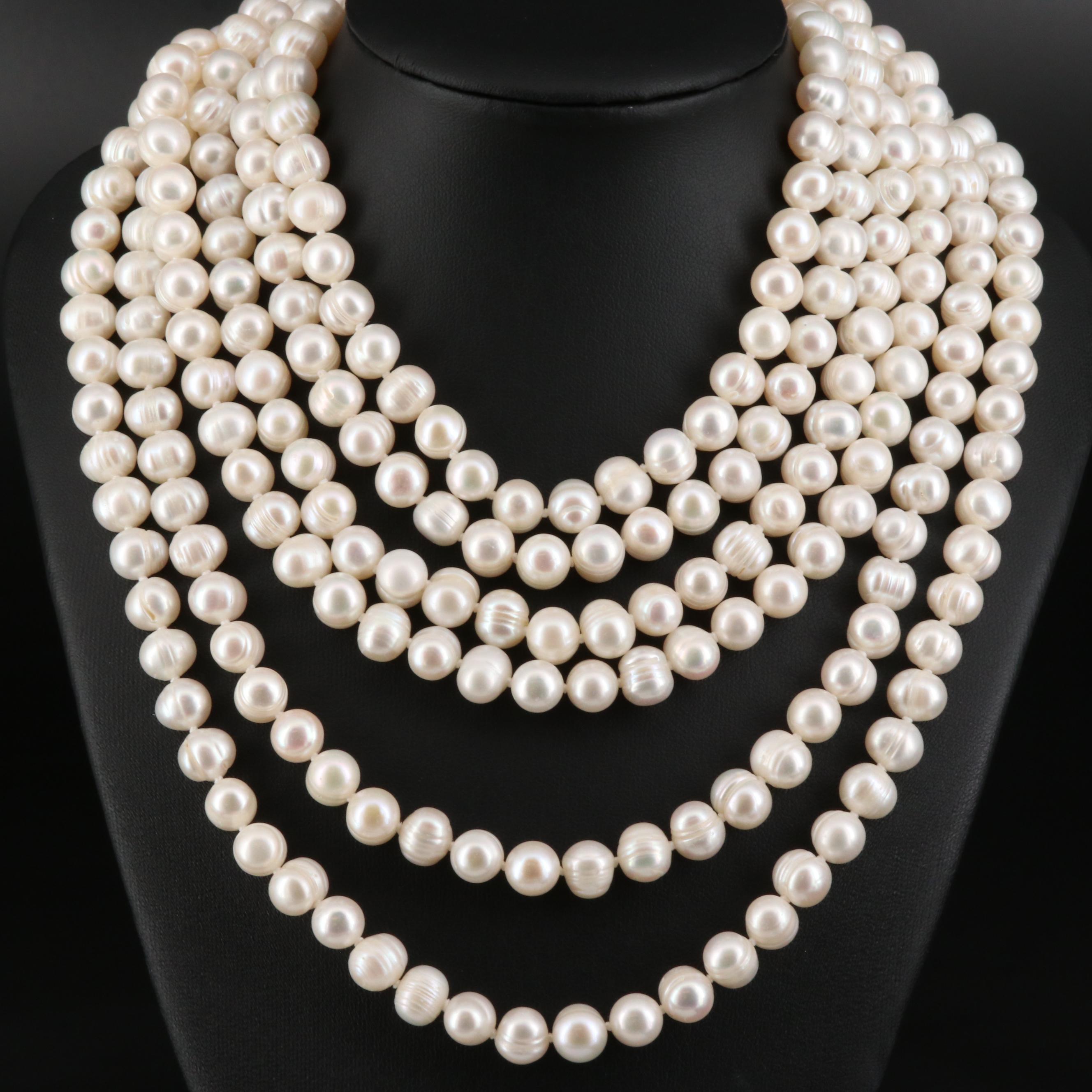 Endless Rope Length Knotted Pearl Necklace