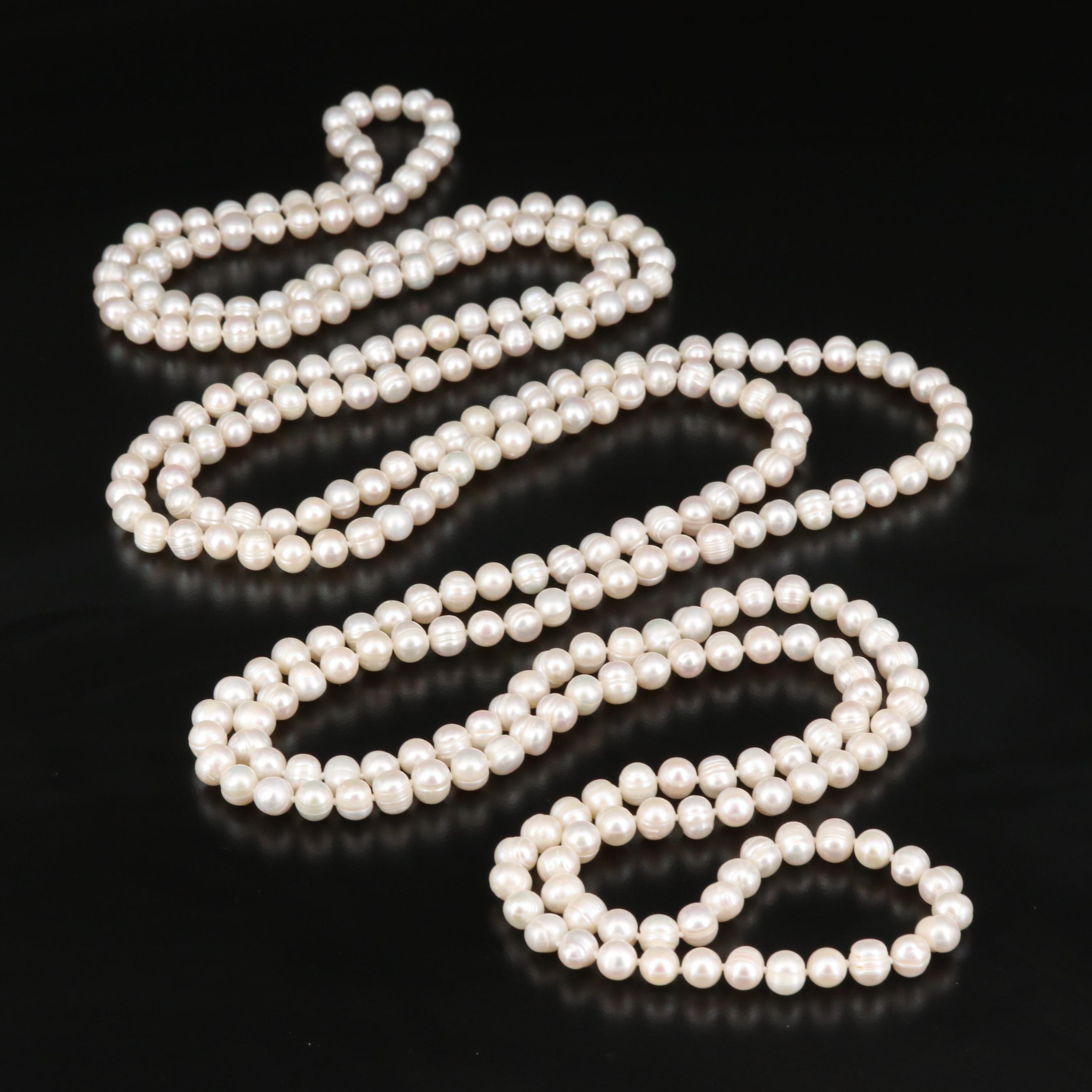 Endless Rope Length Knotted Pearl Necklace