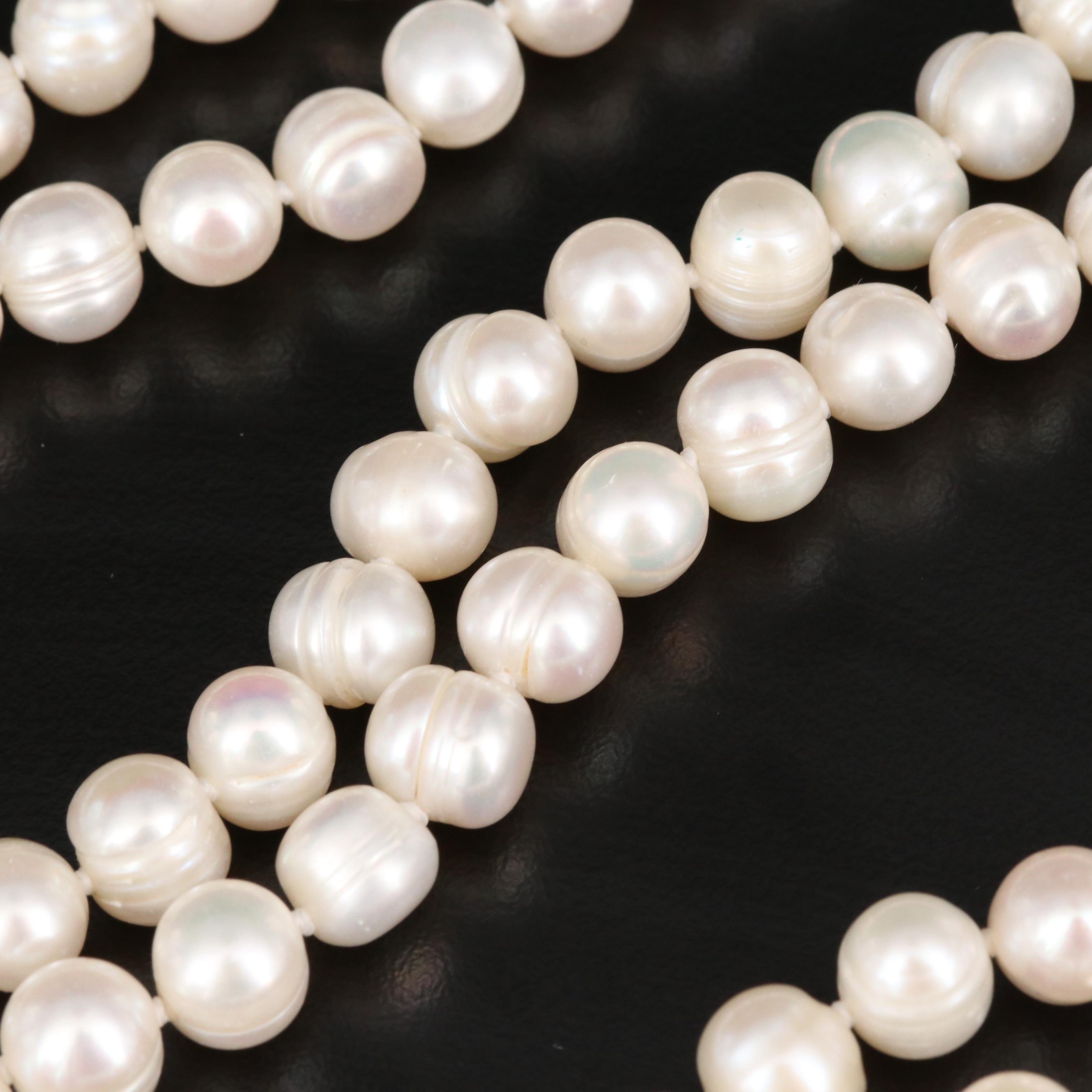 Endless Rope Length Knotted Pearl Necklace