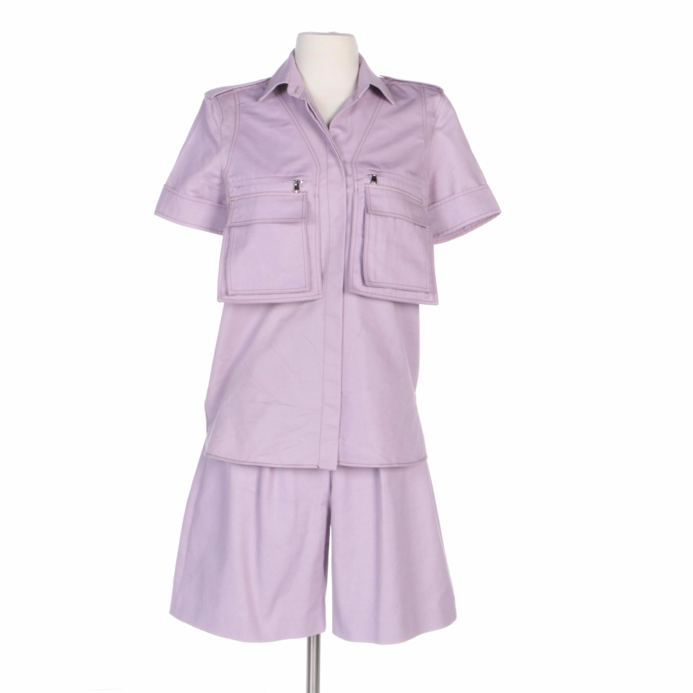 Max Mara Lavender Short Sleeve Pocket Front Shirt with Shorts