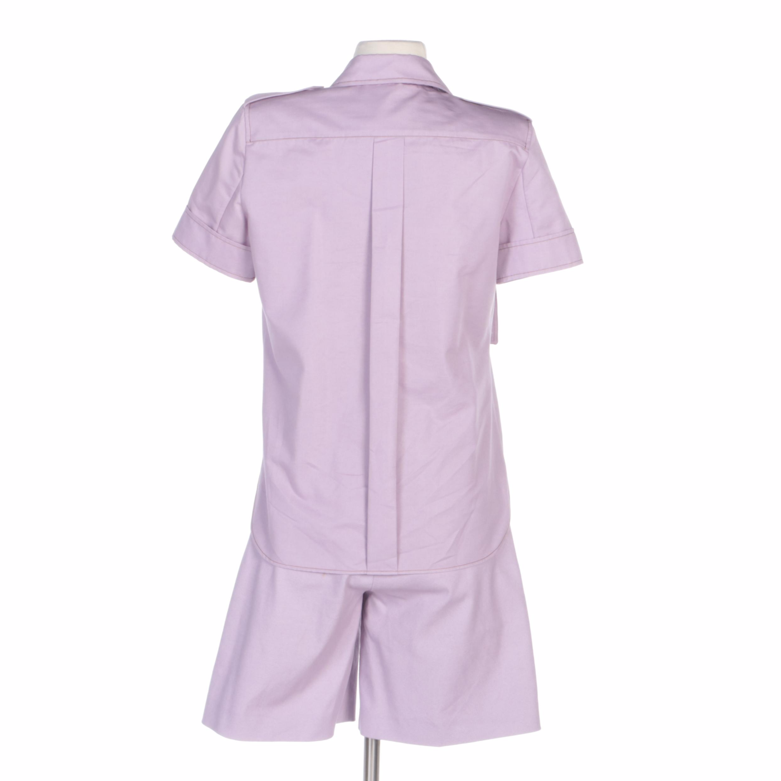Max Mara Lavender Short Sleeve Pocket Front Shirt with Shorts