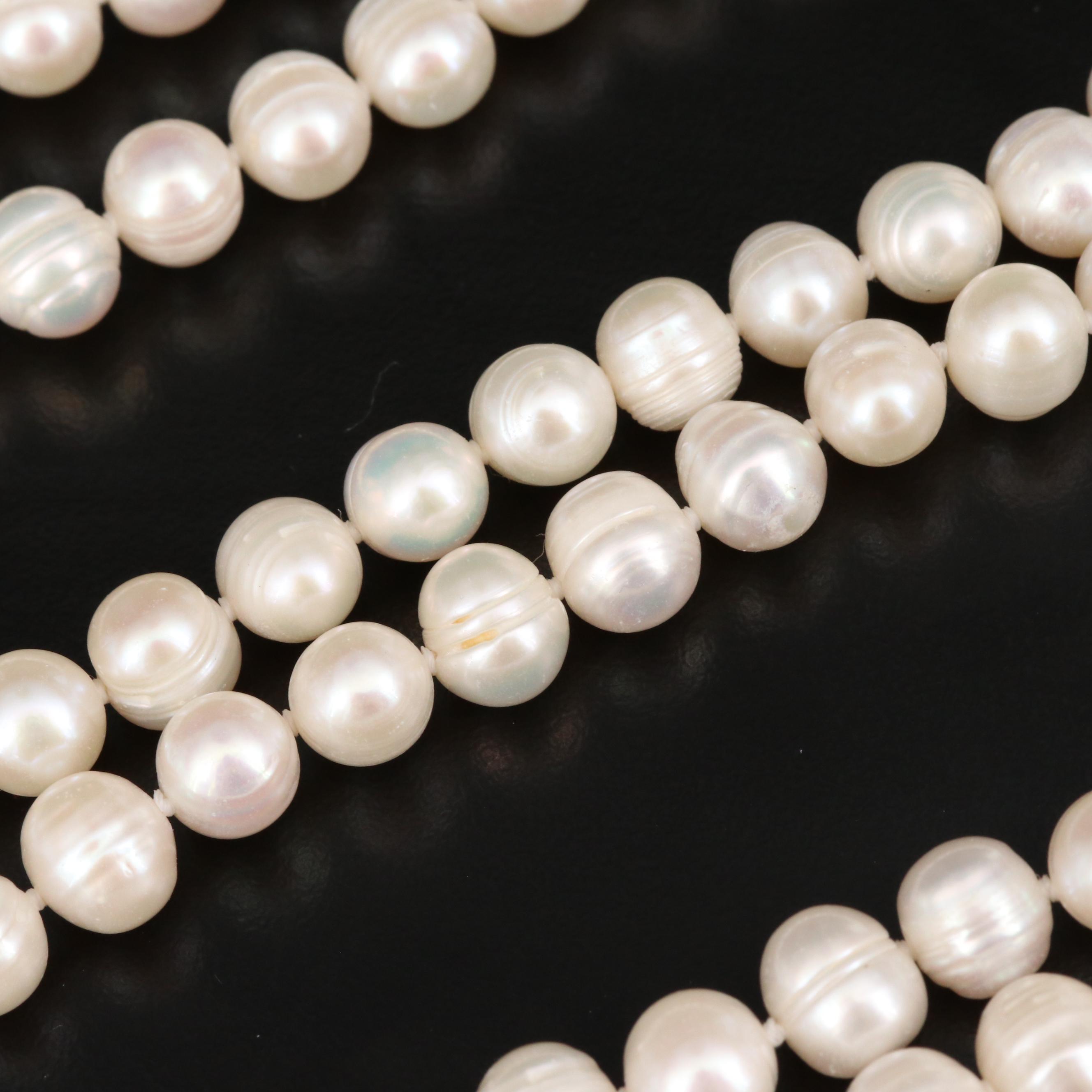 Endless Knotted Pearl Rope Necklace