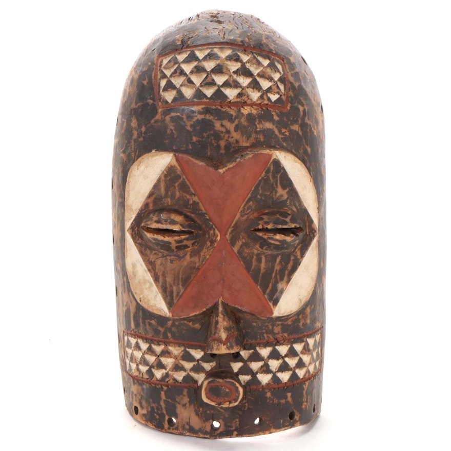 Goma Polychrome Carved Wood Mask, Central Africa