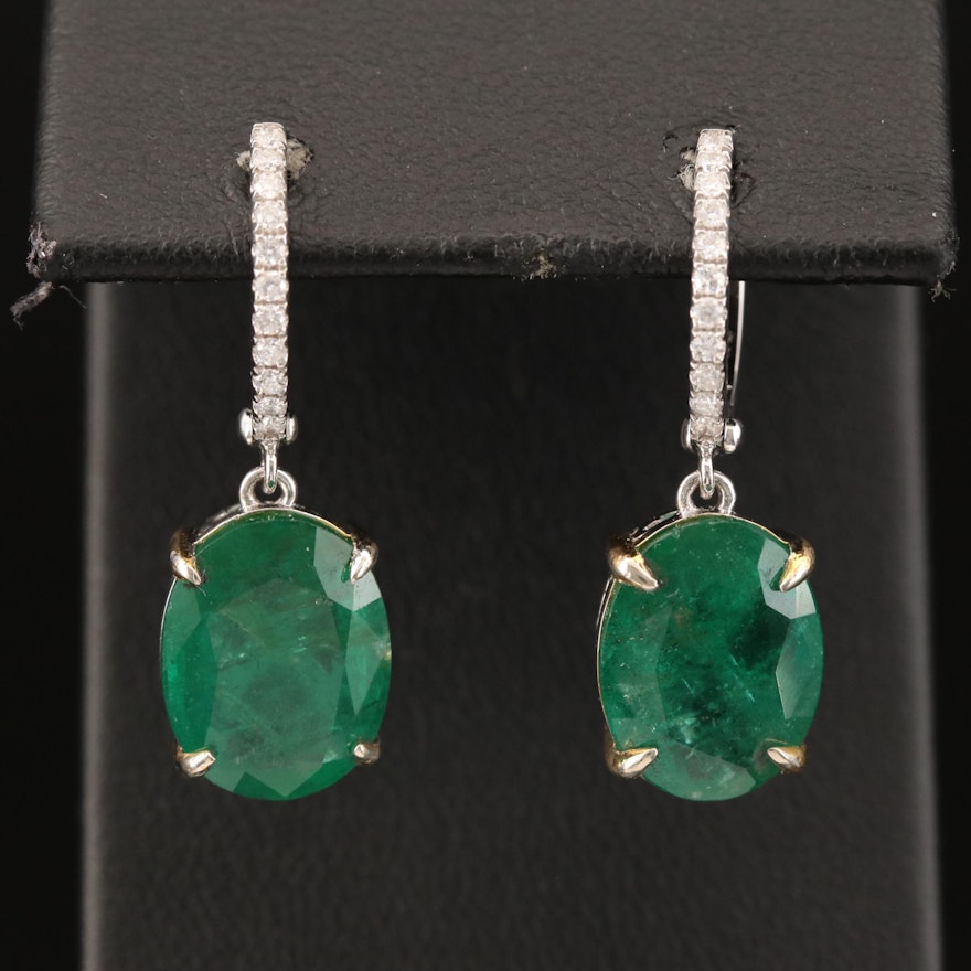 14K 7.11 CTW Emerald and Diamond Earrings