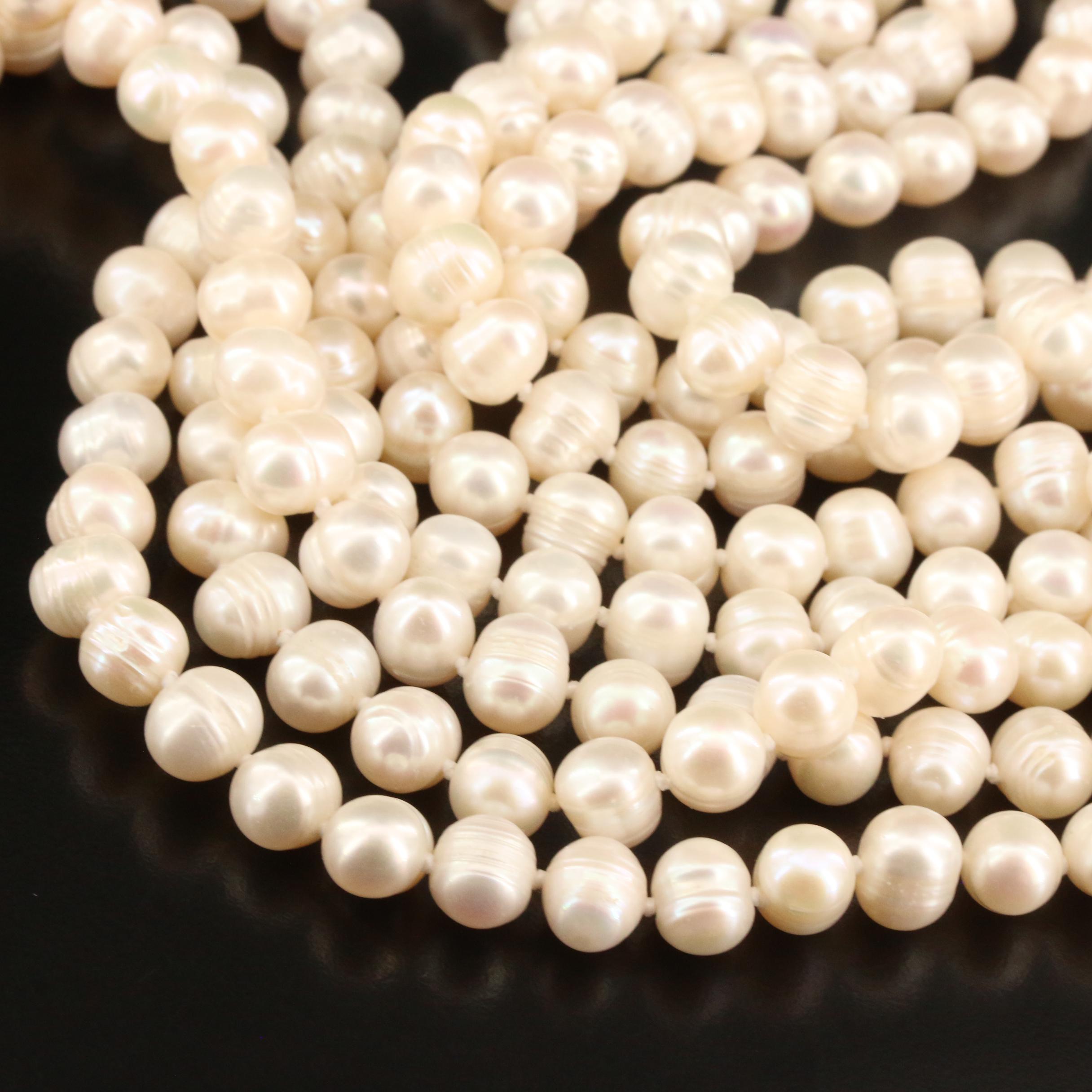Endless Rope Length Pearl Necklace
