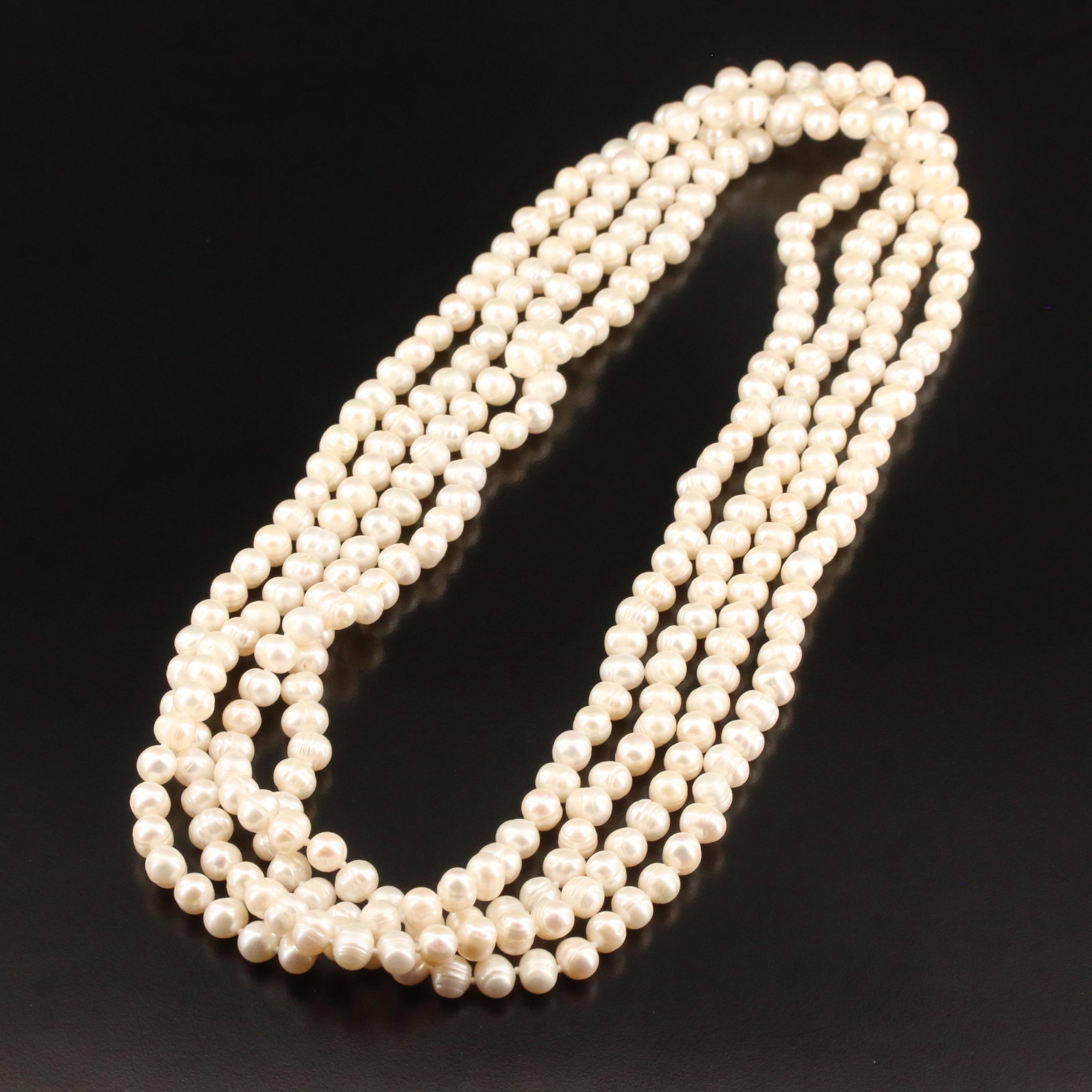 Endless Rope Length Pearl Necklace