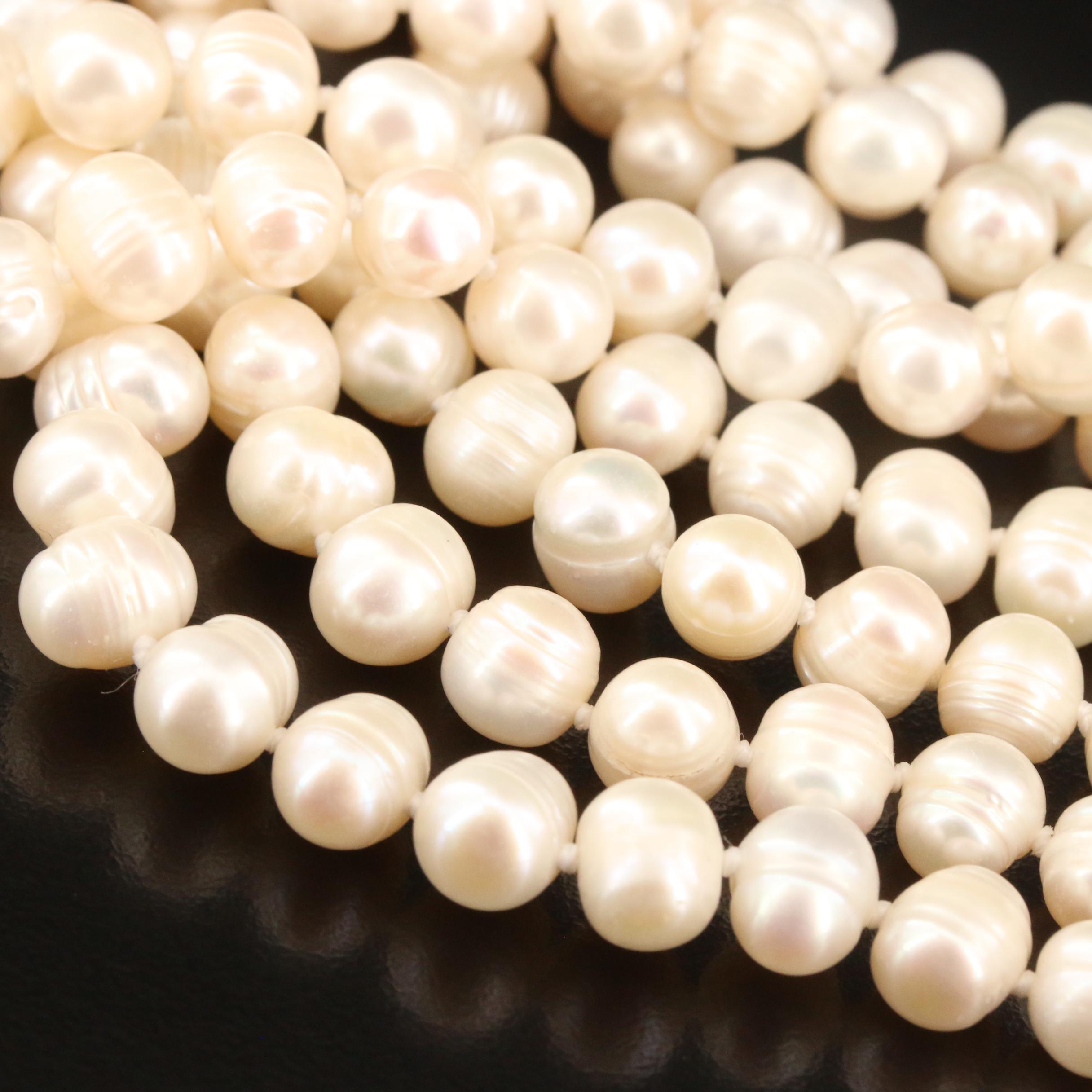 Endless Rope Length Pearl Necklace