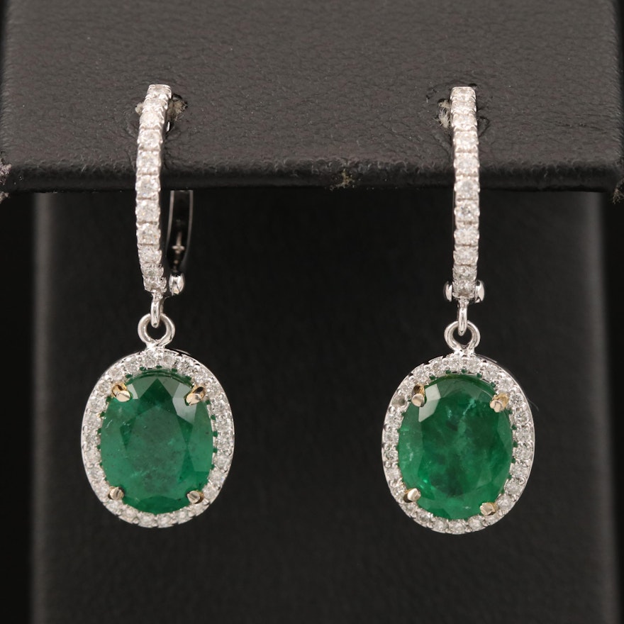 14K 3.20 CTW Emerald and Diamond Earrings