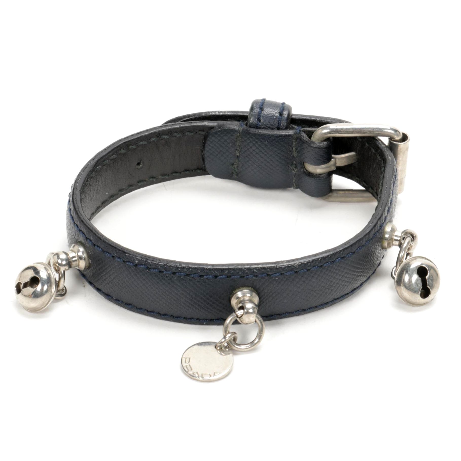 Prada Pet Collar in Navy Blue Saffiano Leather