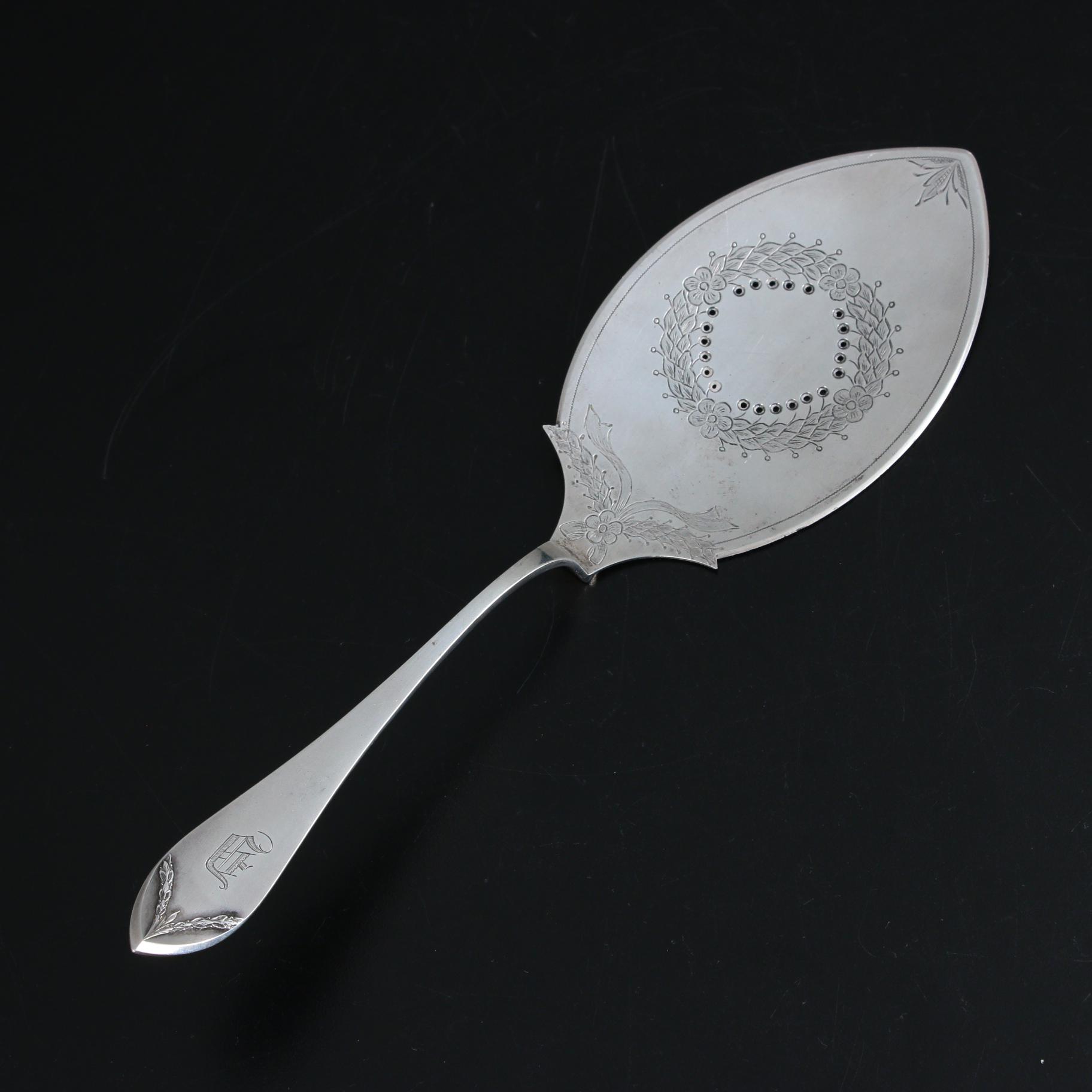 Norwegian 830 Silver Chased and Pierced Fish Server, Early 20th C.