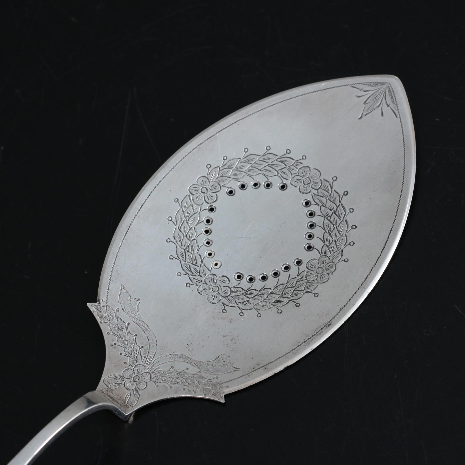 Norwegian 830 Silver Chased and Pierced Fish Server, Early 20th C.