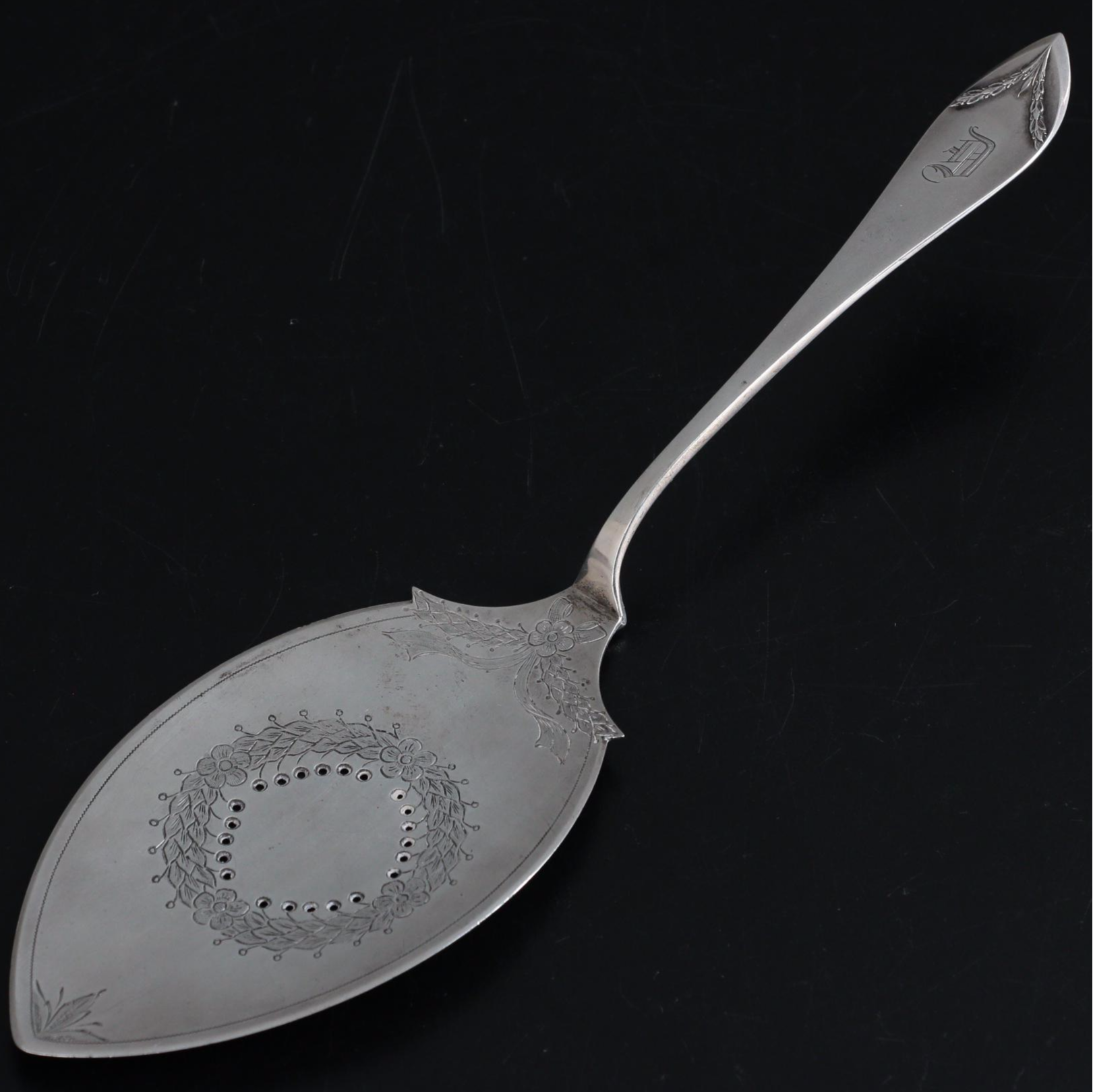 Norwegian 830 Silver Chased and Pierced Fish Server, Early 20th C.