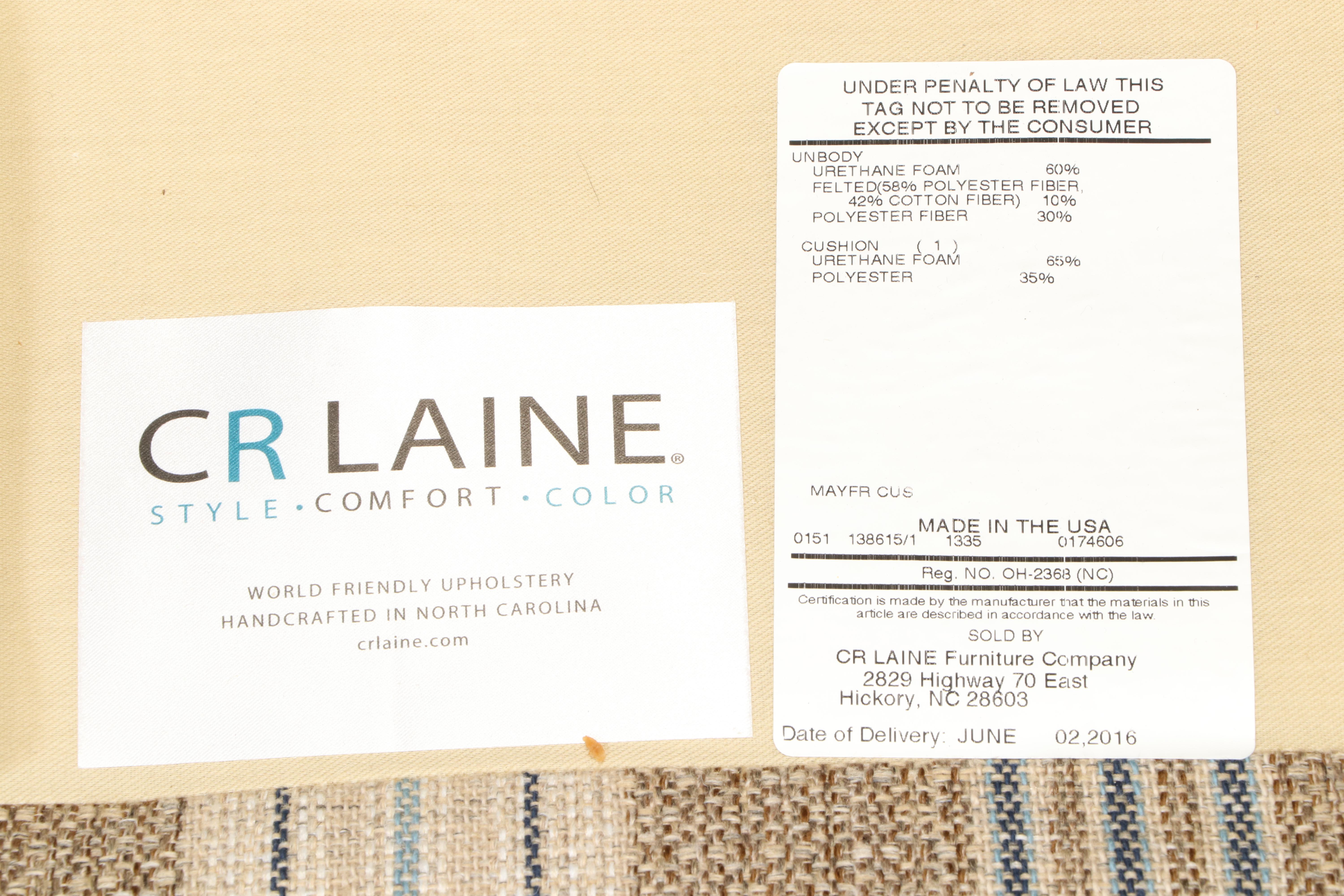 CR Laine Furniture Custom-Upholstered Wingback Armchair