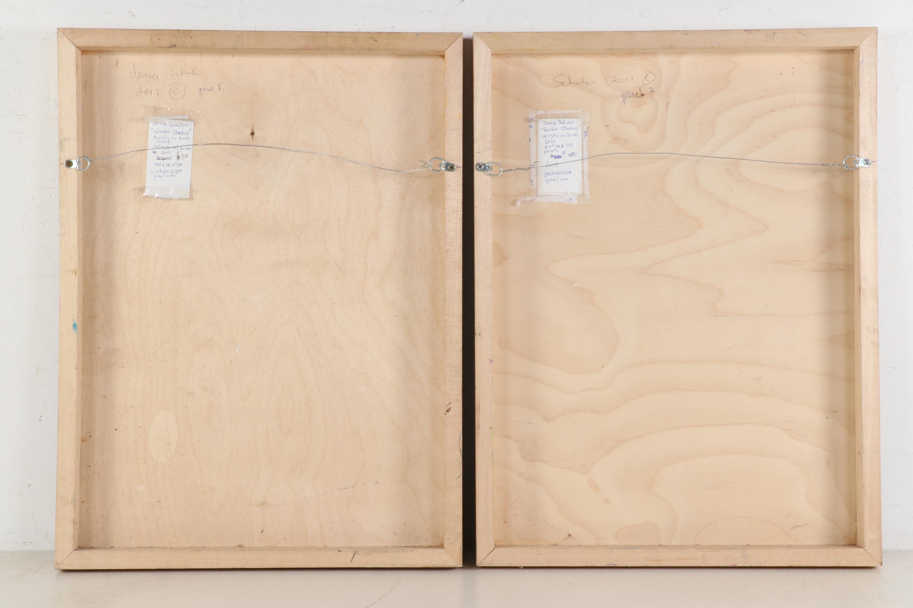 Janice Schuler Abstract Acrylic Painting "Gender Studies," 2017