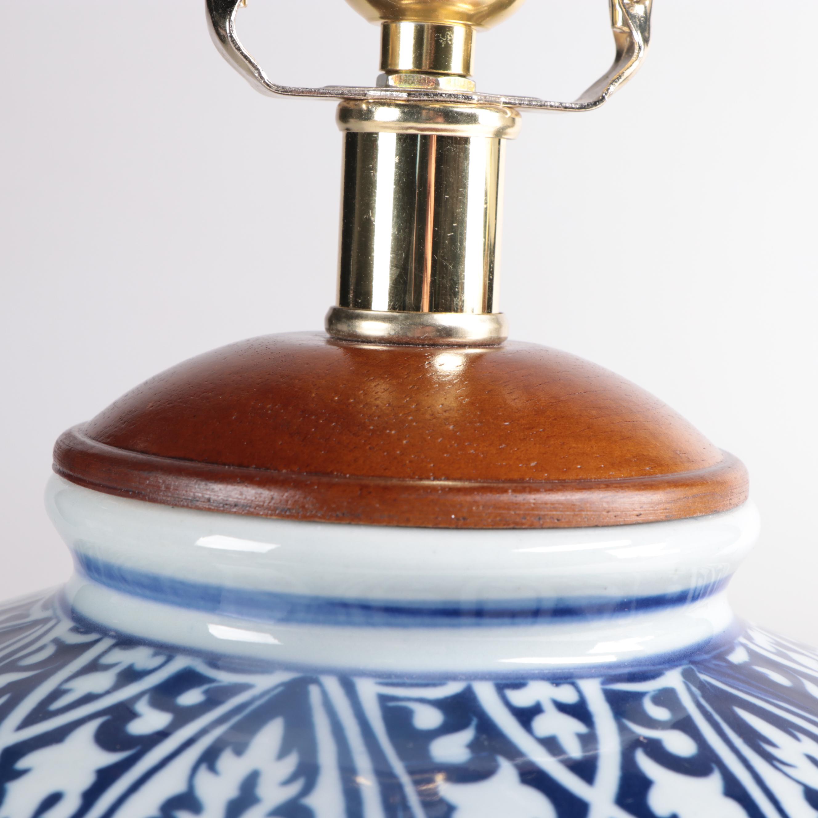 "Lauren" Ralph Lauren Chinese Ceramic Blue and White Ginger Jar Table Lamps