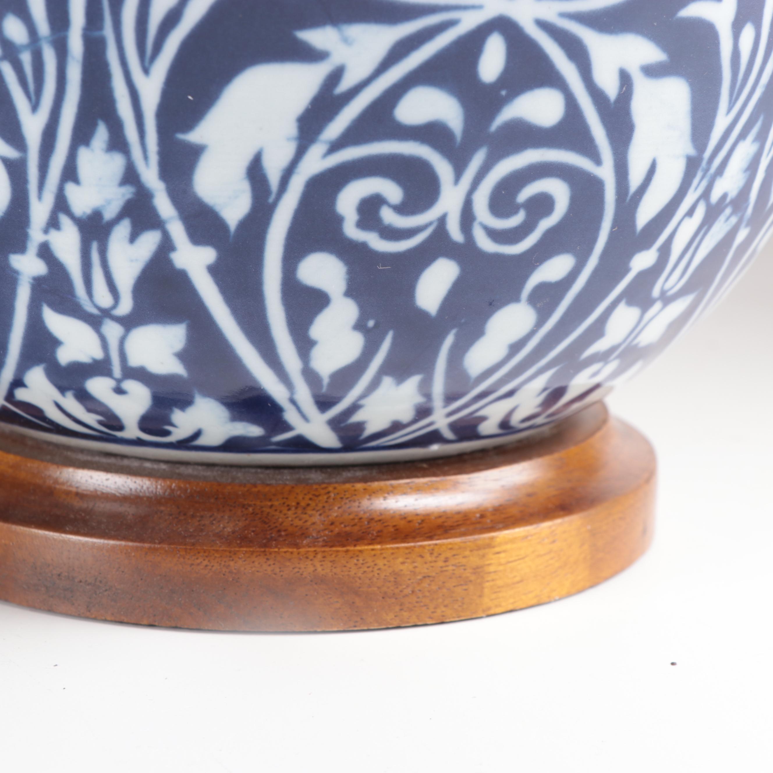 "Lauren" Ralph Lauren Chinese Ceramic Blue and White Ginger Jar Table Lamps